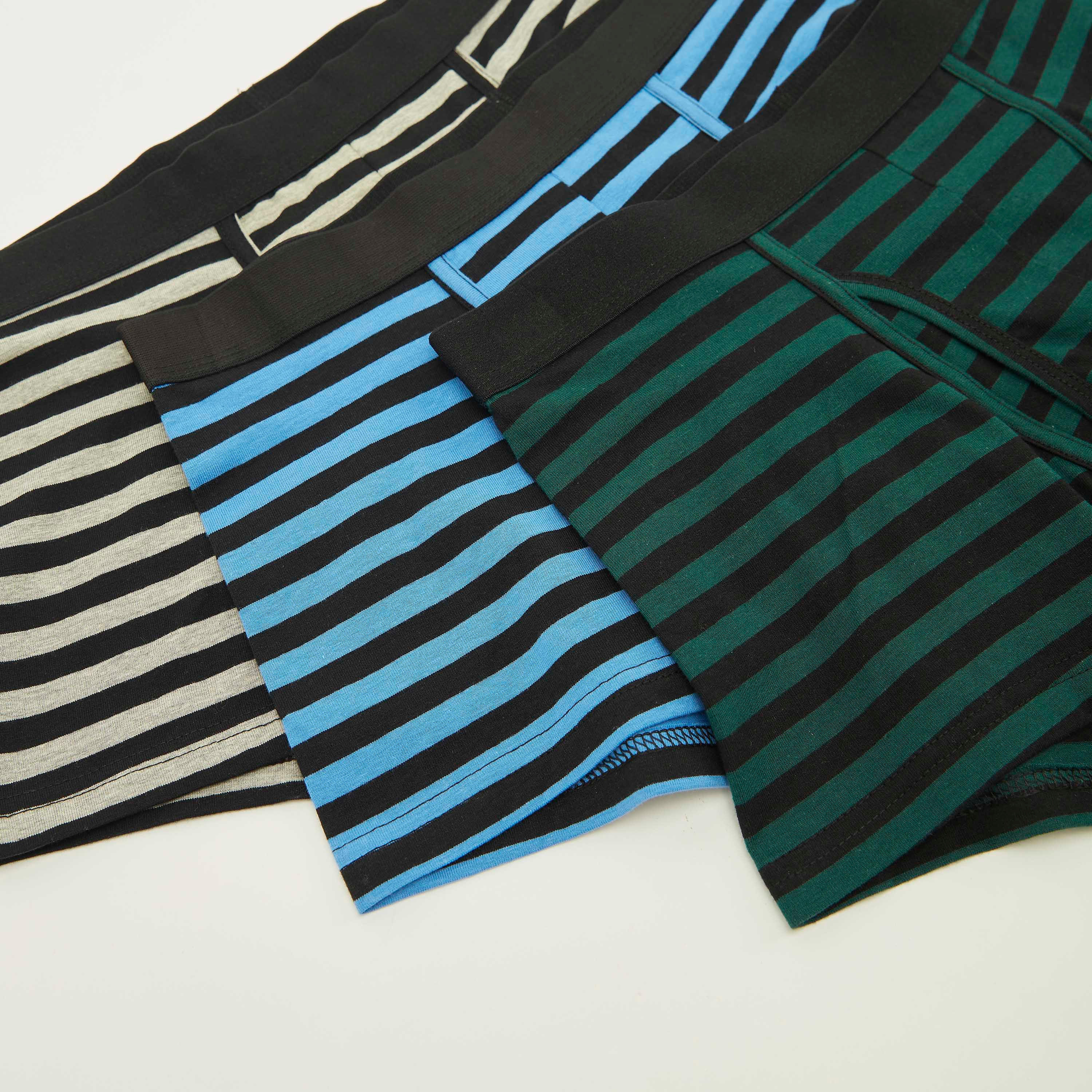 شورتات ترانك مقلّمة بخصر مطّاطي - طقم من 3 قطع-men-clothing-innerwear-underwear-image-2