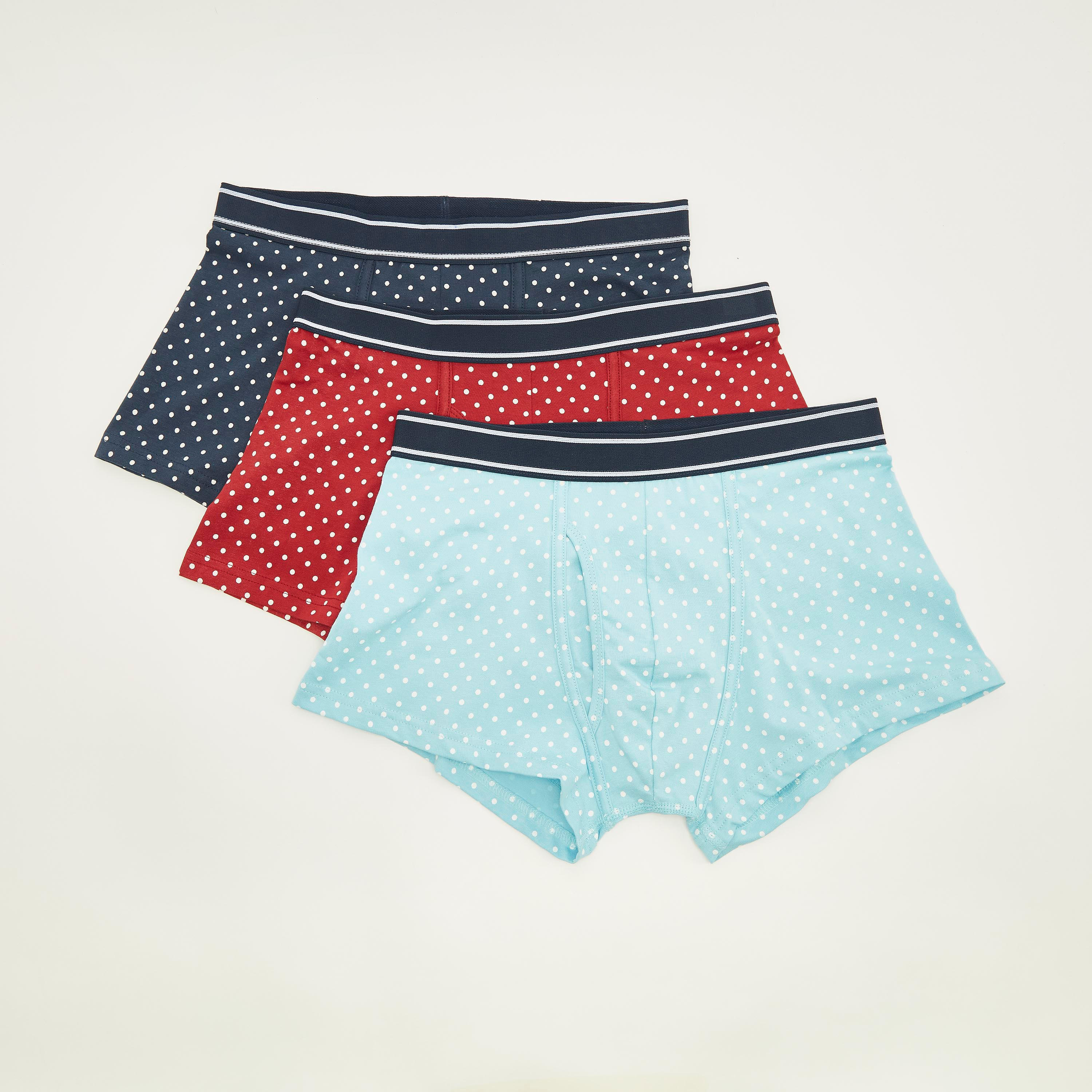 شورتات ترانك بخصر مطّاطي وطبعات منقّطة - طقم من 3 قطع-men-clothing-innerwear-underwear-image-1