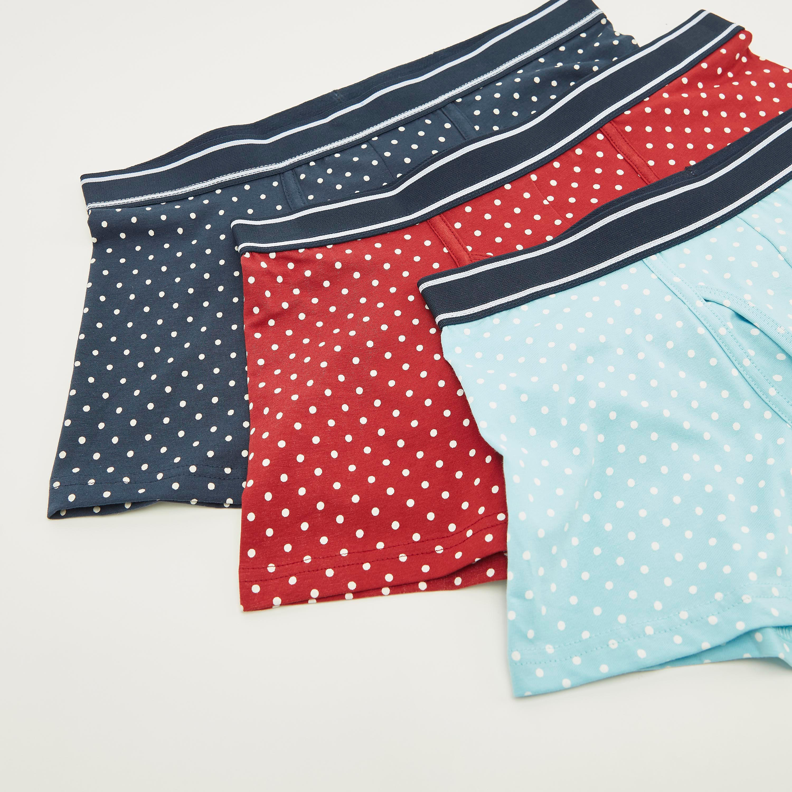 شورتات ترانك بخصر مطّاطي وطبعات منقّطة - طقم من 3 قطع-men-clothing-innerwear-underwear-image-2