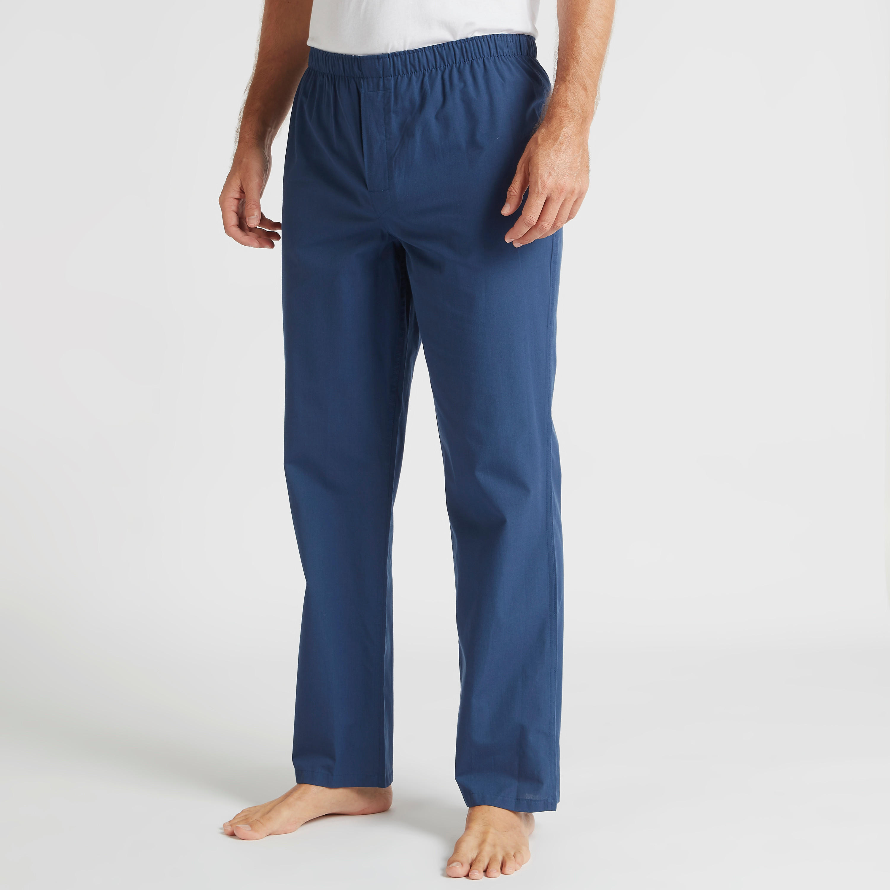 طقم بنطلون بيجاما طويل سادة بخصر مطّاطي - قطعتين-men-clothing-nightwear-pyjamaandshorts-image-6