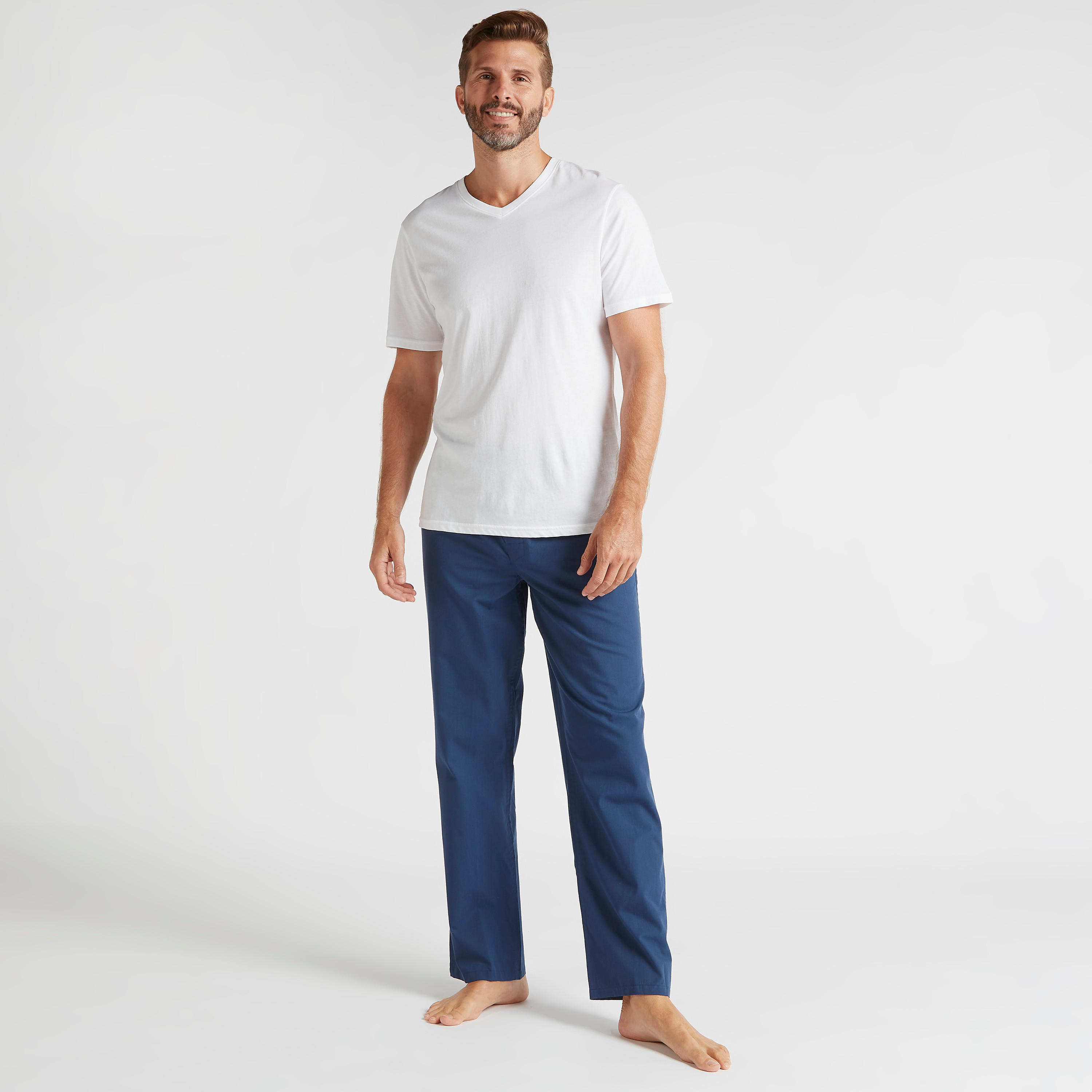 طقم بنطلون بيجاما طويل سادة بخصر مطّاطي - قطعتين-men-clothing-nightwear-pyjamaandshorts-image-3