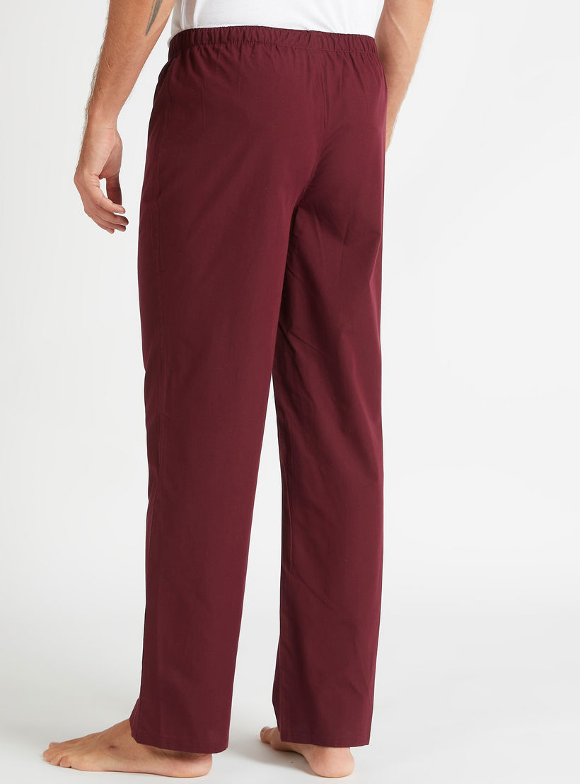 طقم بنطلون بيجاما طويل سادة بخصر مطّاطي - قطعتين-men-clothing-nightwear-pyjamaandshorts-image-2