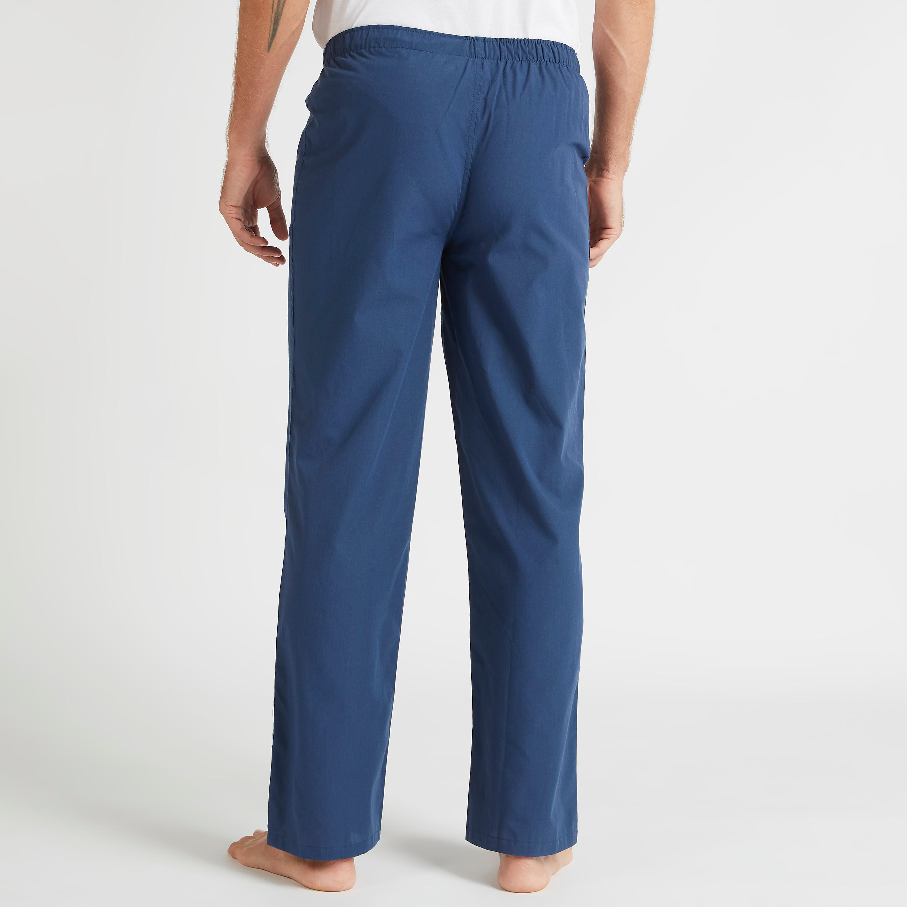 طقم بنطلون بيجاما طويل سادة بخصر مطّاطي - قطعتين-men-clothing-nightwear-pyjamaandshorts-image-1