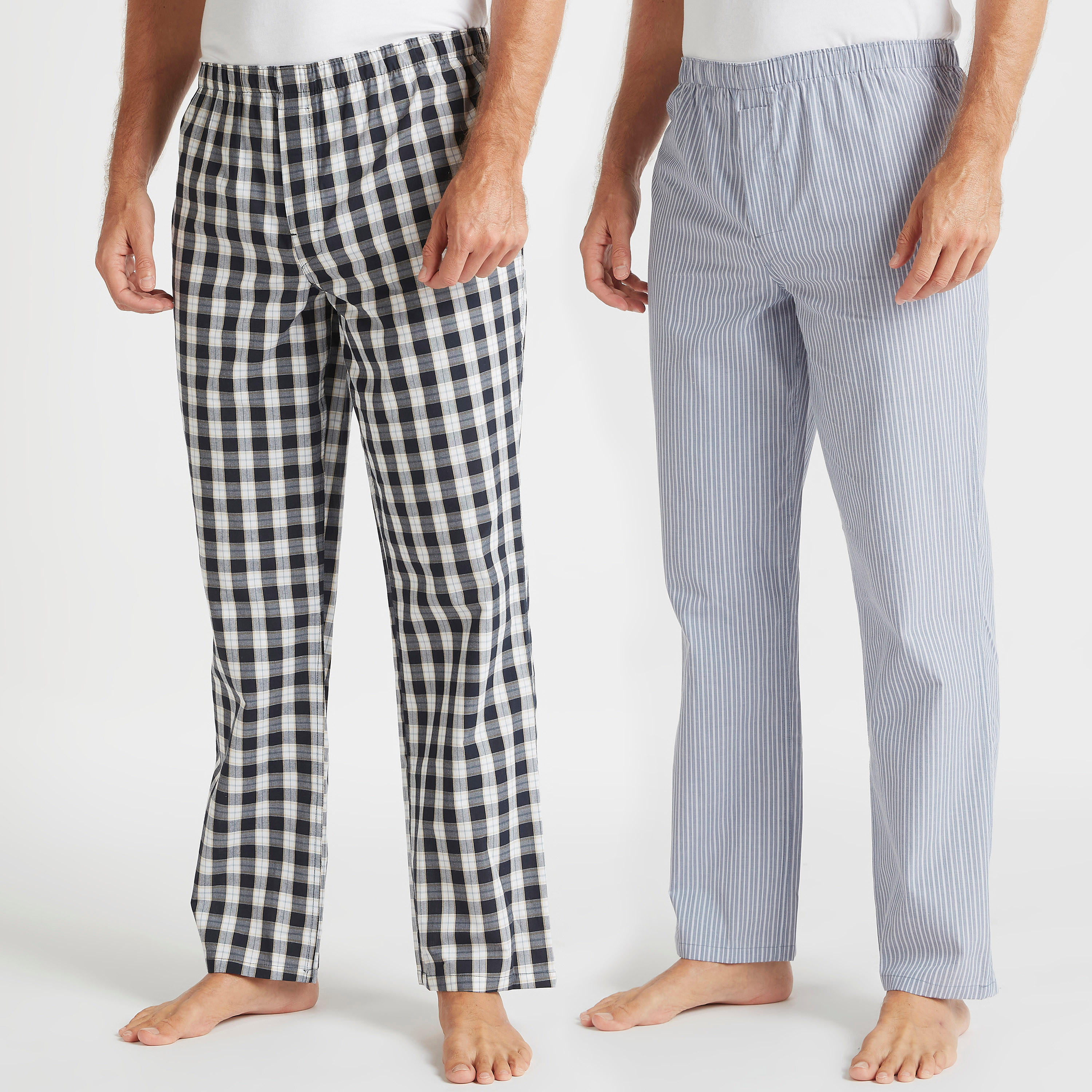 طقم بنطلون بيجاما طويل بخصر مطّاطي بطبعات - قطعتين-men-clothing-nightwear-pyjamaandshorts-image-1