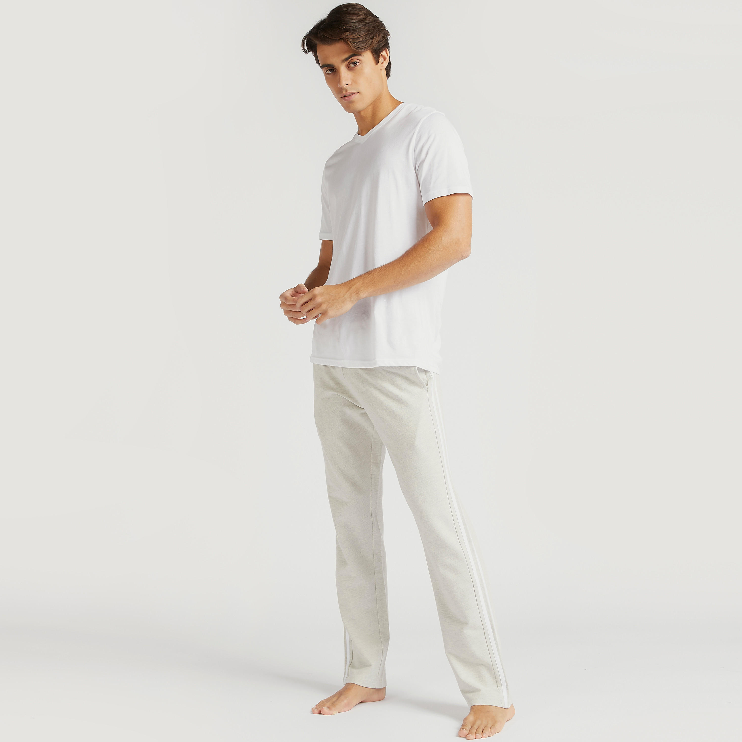 Solid Pyjamas with Pockets and Elasticated Drawstring Waist-men-clothing-nightwear-pyjamaandshorts-image-2