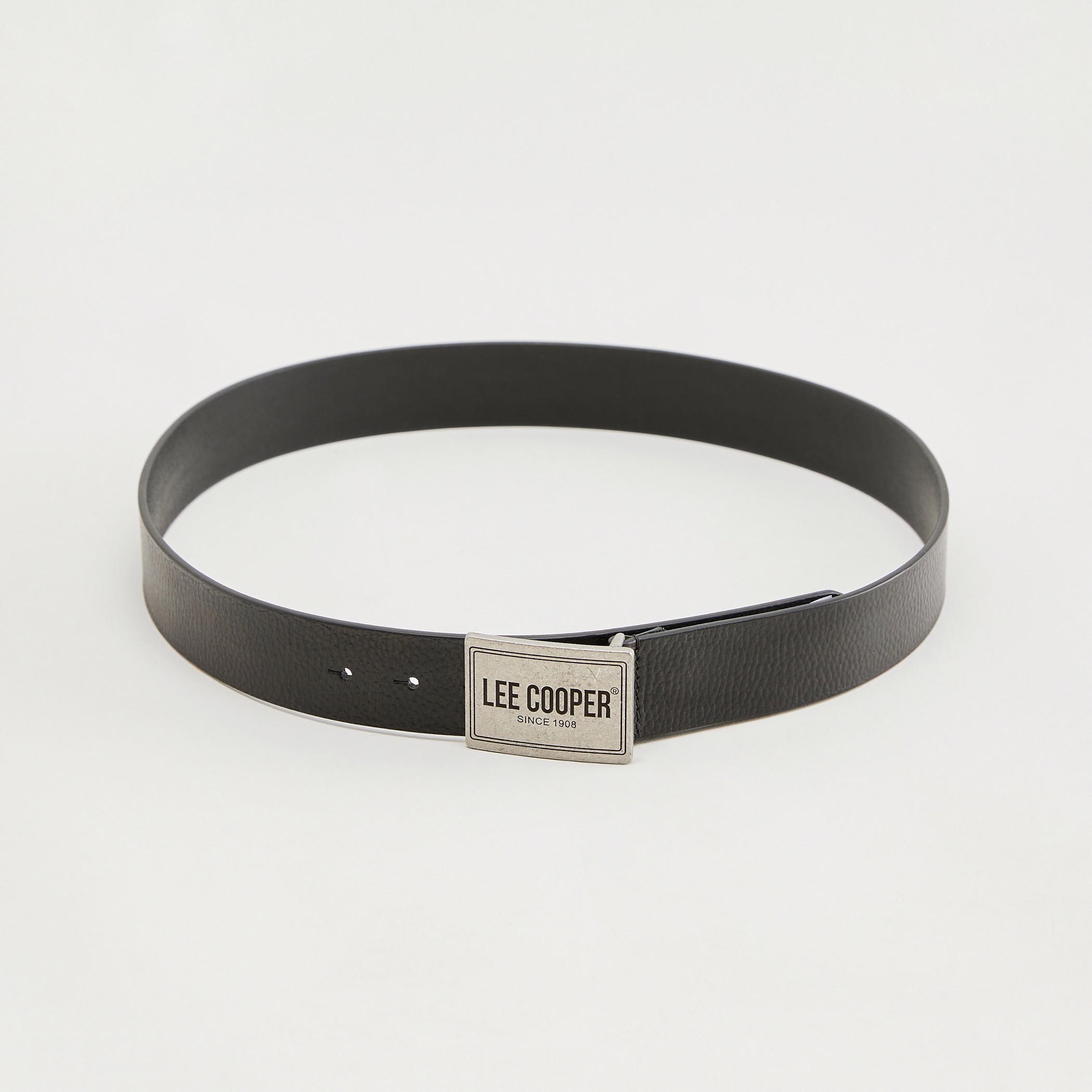حزام بارز الملمس بإبزيم إغلاق من لي كوبر-men-beltsandwallets-belts-image-4