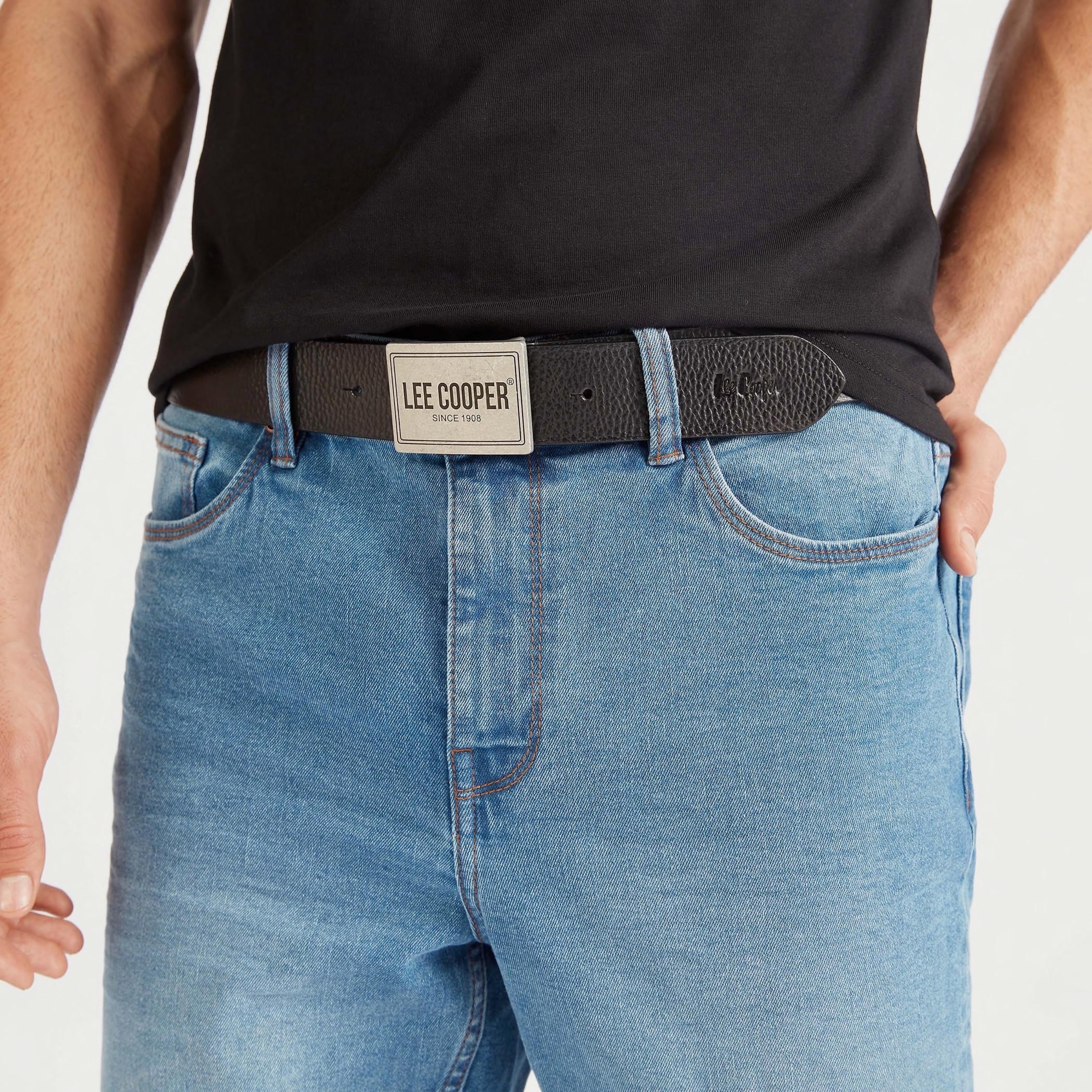 حزام بارز الملمس بإبزيم إغلاق من لي كوبر-men-beltsandwallets-belts-image-2