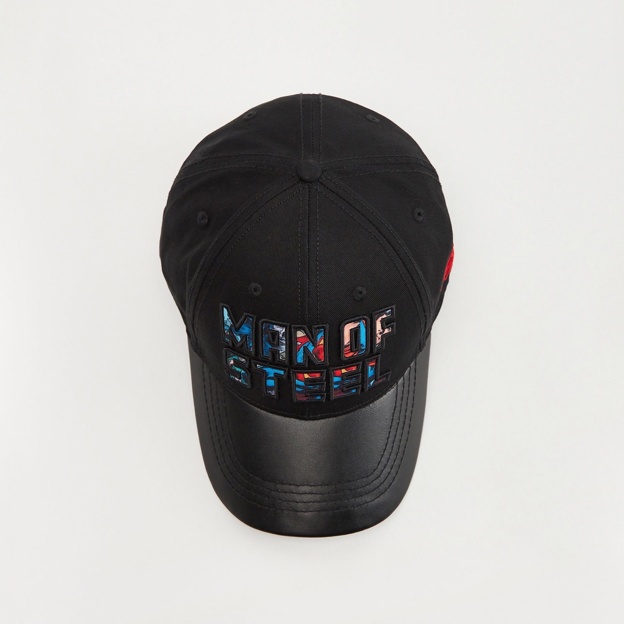 Superman Embroidered Cap with Plate Buckle Closure and Eyelets-men-caps-image-3