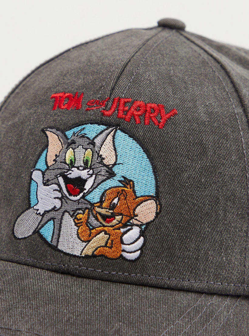 Tom and Jerry Embroidered Cap with Buckled Strap Closure-men-caps-image-2
