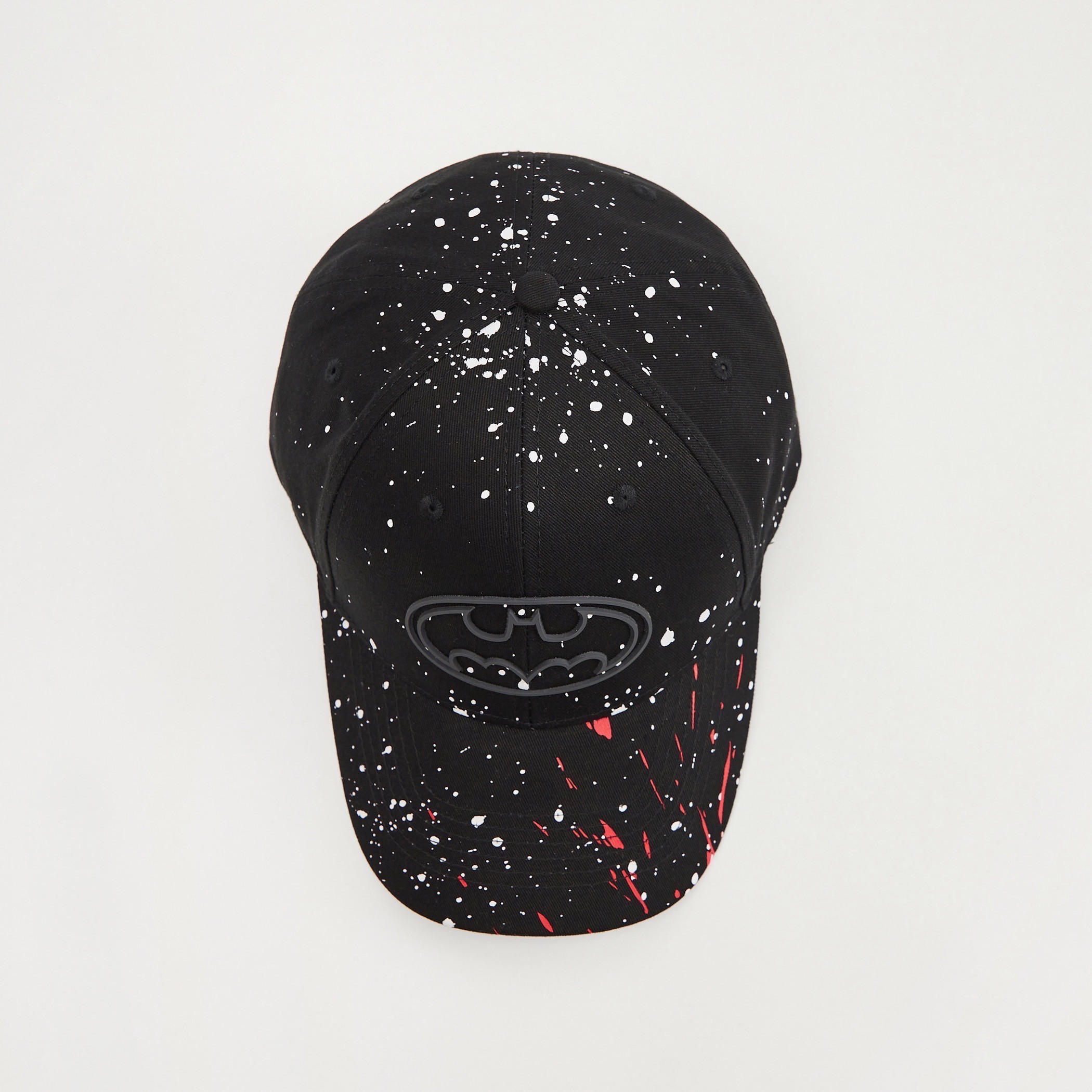 Batman Logo Print Cap with Hook and Loop Strap Closure-men-caps-image-3