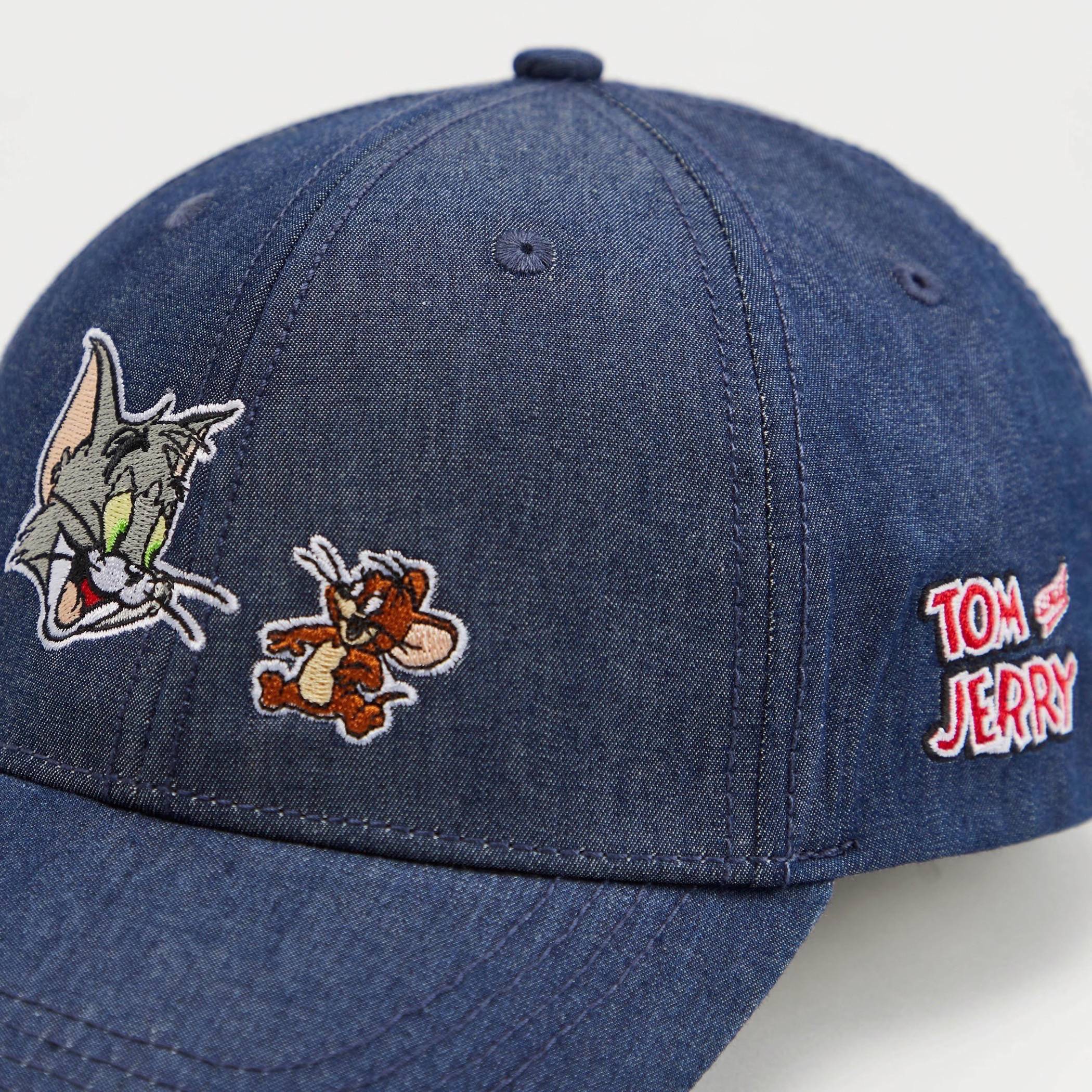 Tom and Jerry Embroidered Cap with Buckled Strap Closure-men-caps-image-2