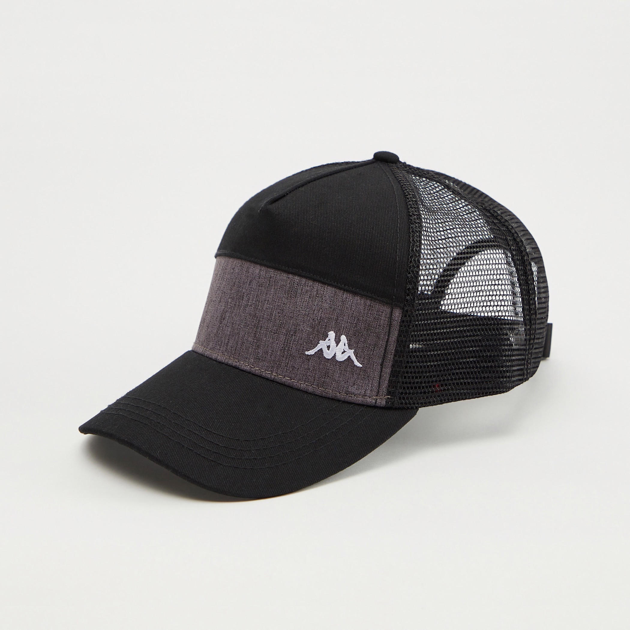 Kappa Embroidered Cap with Mesh Panels and Clip-On Closure-men-caps-image-1