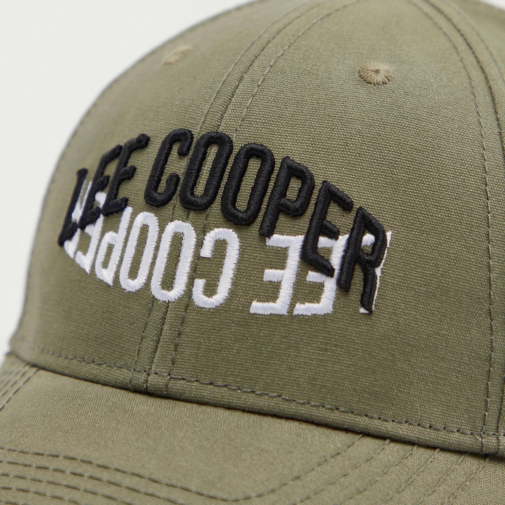 Lee Cooper Logo Embroidered Cap with Eyelets and Buckled Strap Closure-men-caps-image-2