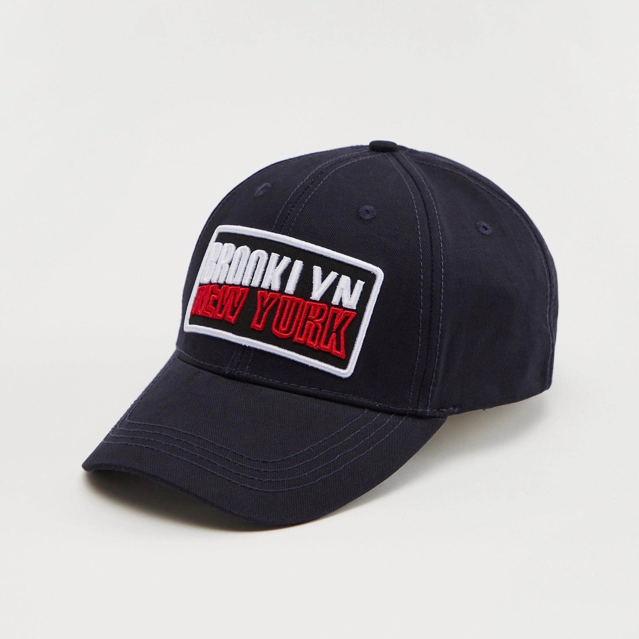 Embroidered Cap with Eyelets and Buckled Strap-men-caps-image-1