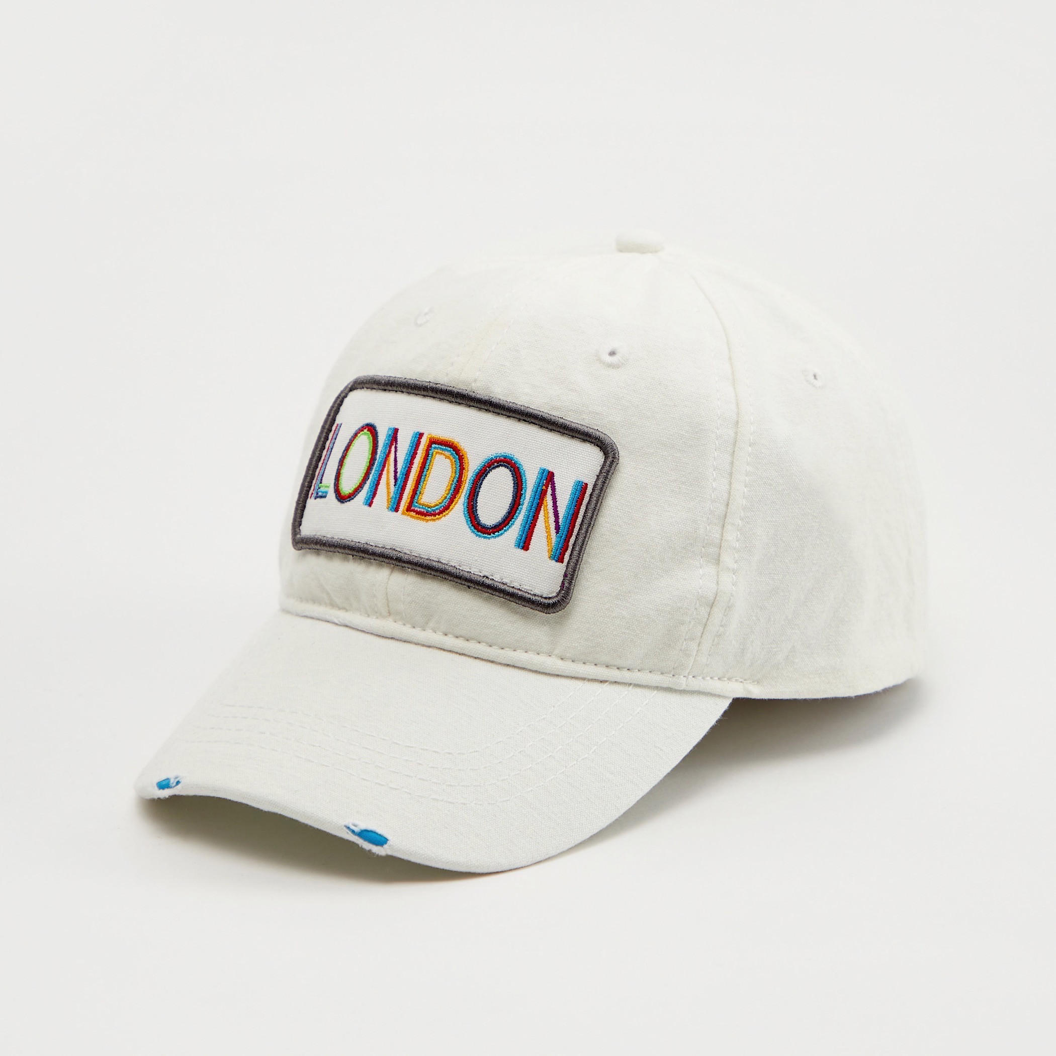 Embroidered Applique Detail Cap with Hook and Loop Strap Closure-men-caps-image-1