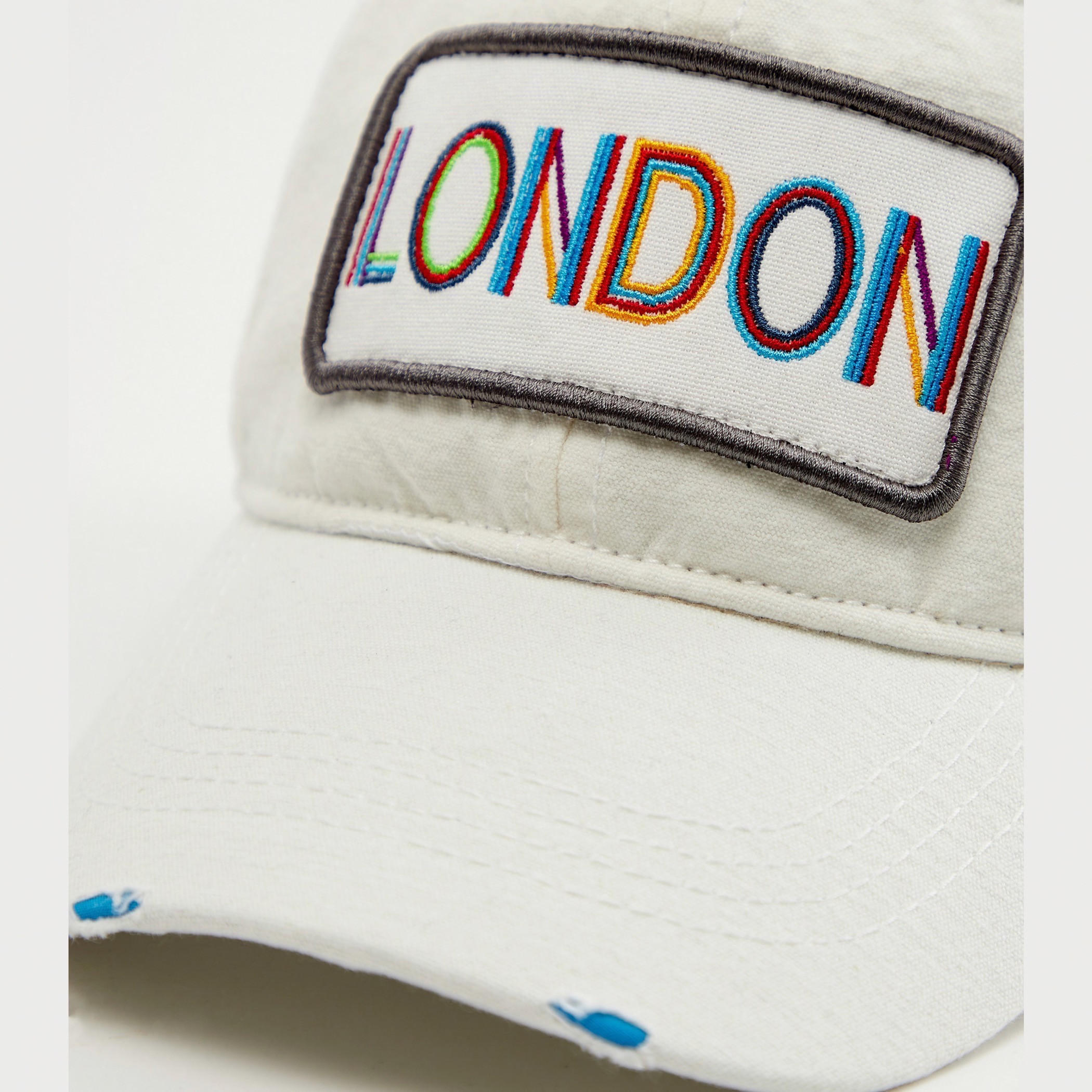 Embroidered Applique Detail Cap with Hook and Loop Strap Closure-men-caps-image-2