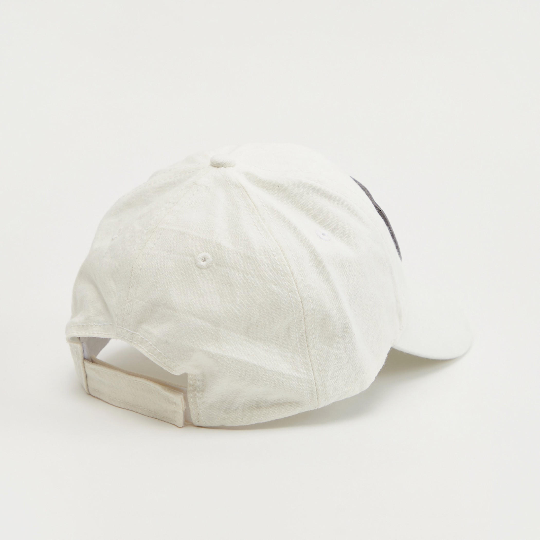 Embroidered Applique Detail Cap with Hook and Loop Strap Closure-men-caps-image-4