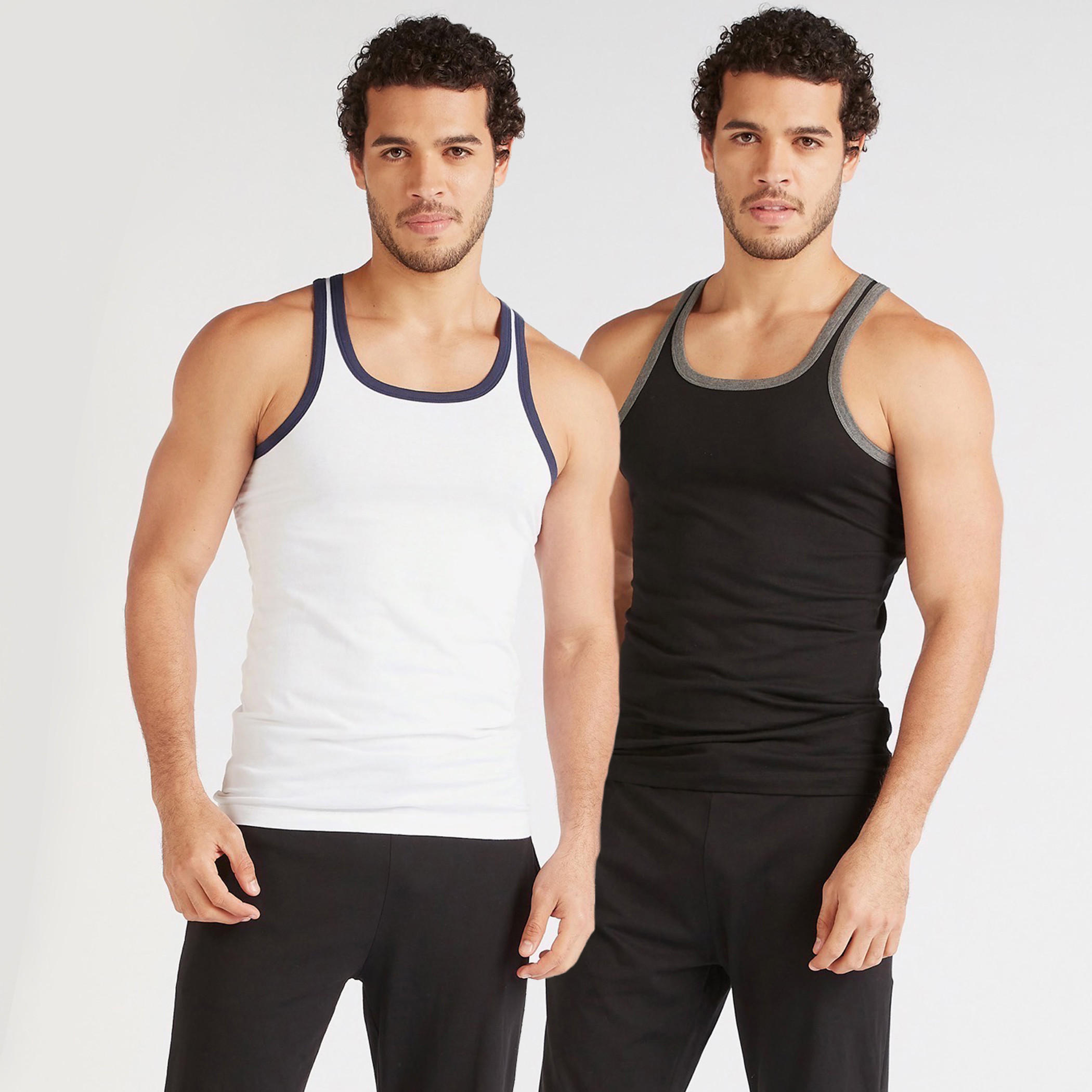 فيست سادة بياقة مستديرة - طقم من قطعتين-men-clothing-nightwear-tshirts-image-8