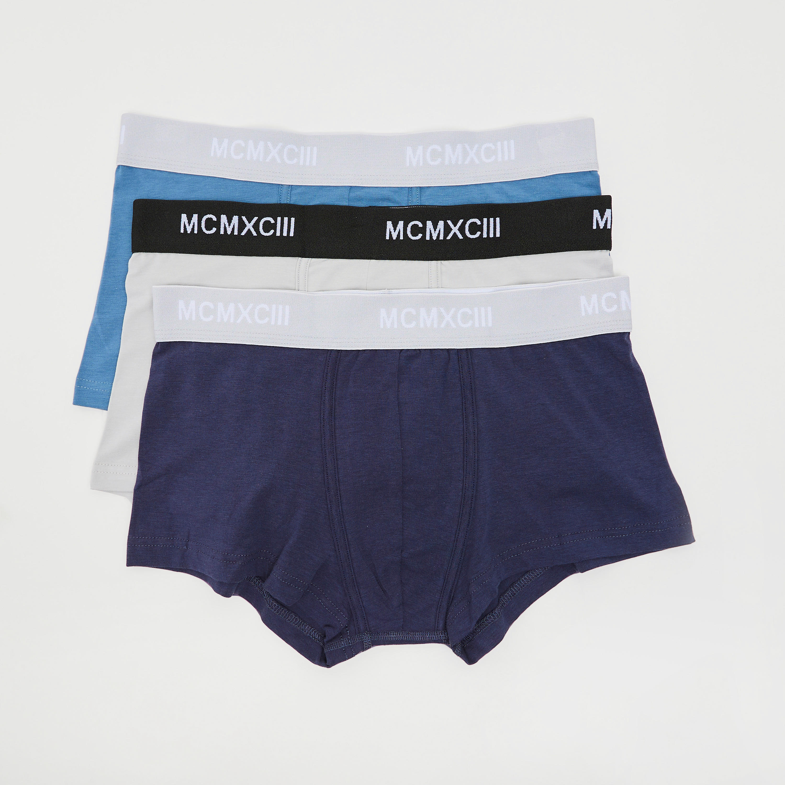 طقم شورتات ترانك داخليّة سادة بخصر مطاطي -  3 قطع-men-clothing-innerwear-underwear-image-4