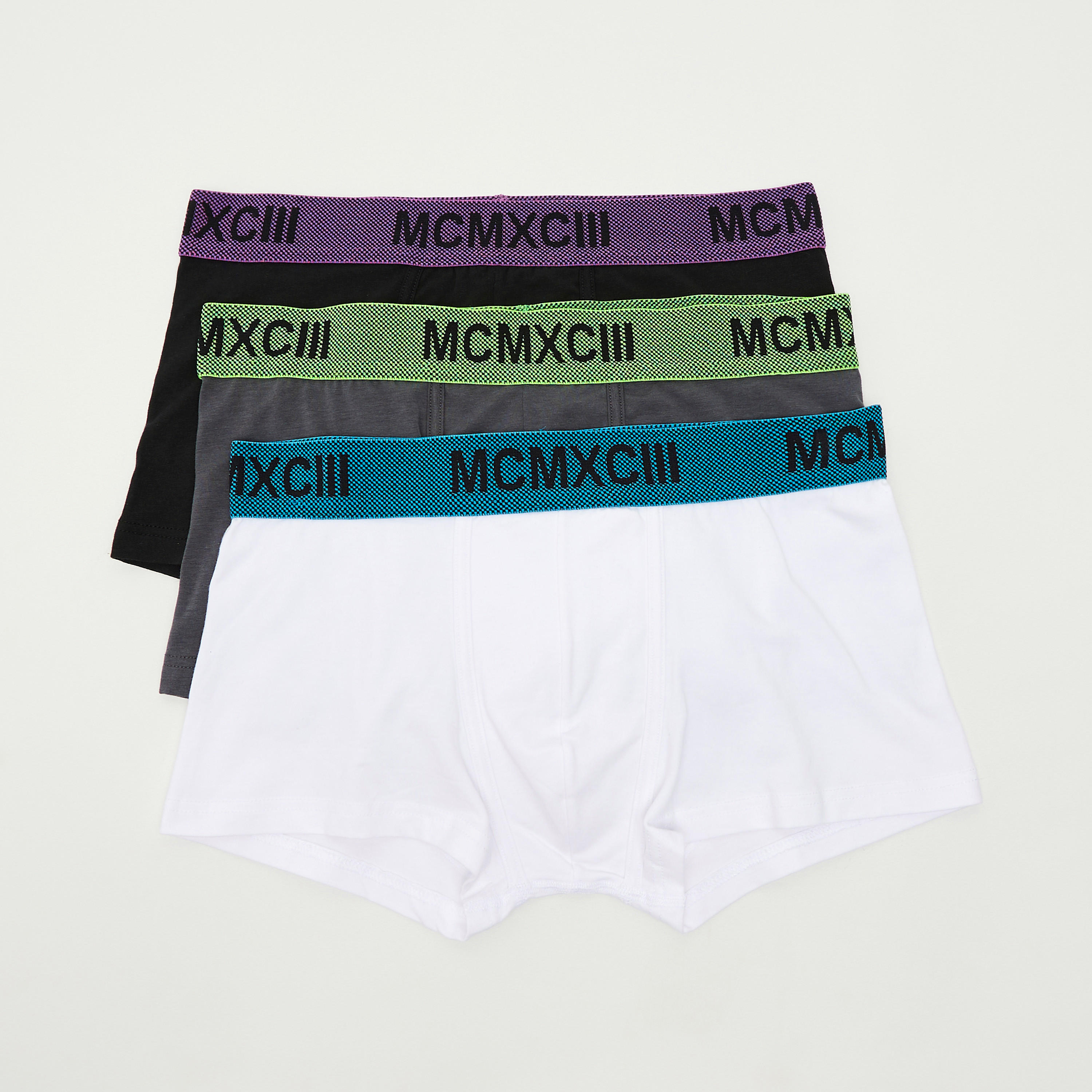 Set of 3 - Solid Trunks with Printed Elasticated Waistband-men-clothing-innerwear-underwear-image-1