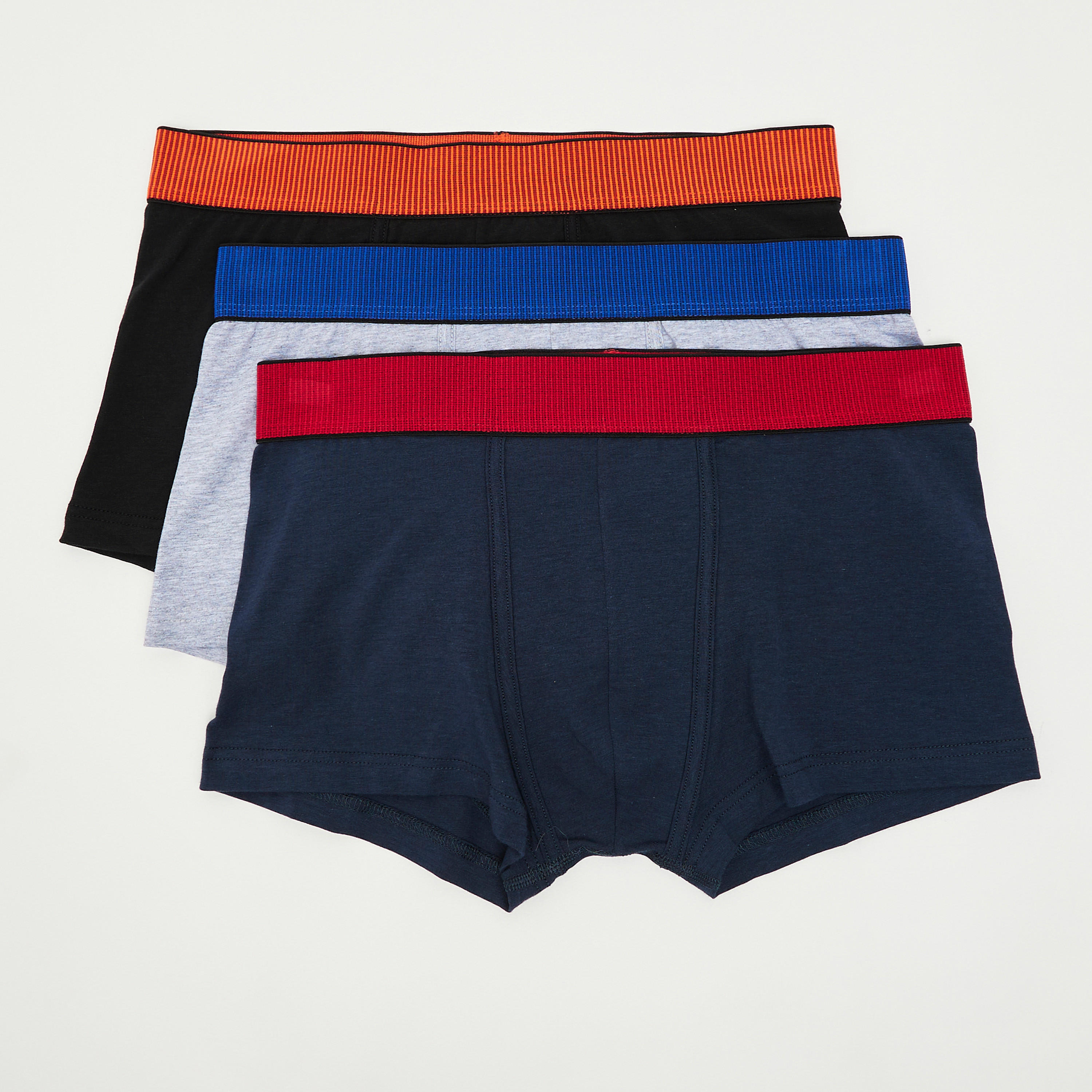 شورتات ترانك سادة بخصر مطّاطي متباين - طقم من 3 قطع-men-clothing-innerwear-underwear-image-4