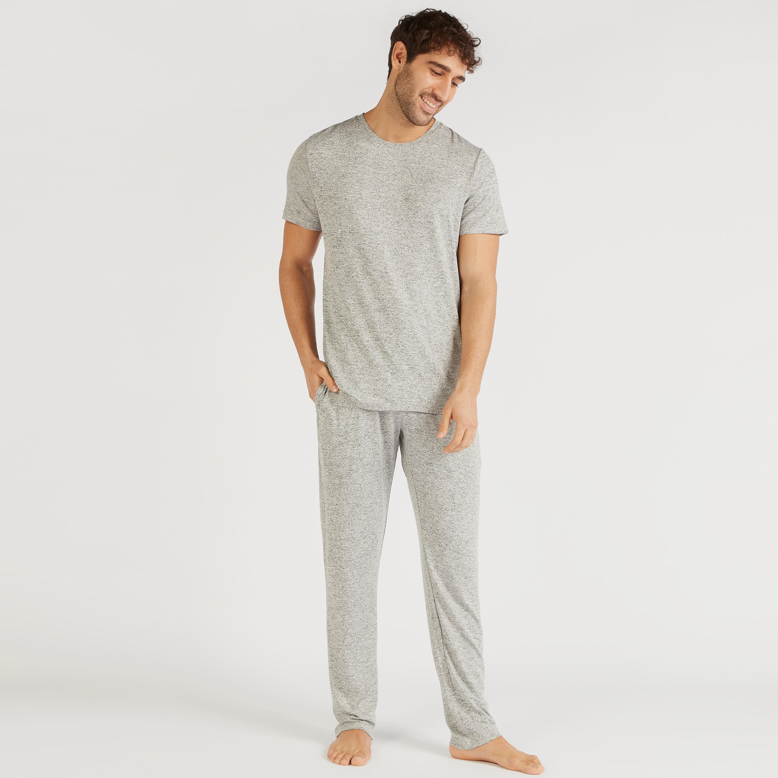 Solid Crew Neck T-shirt and Pyjama Set-men-clothing-nightwear-sets-image-2