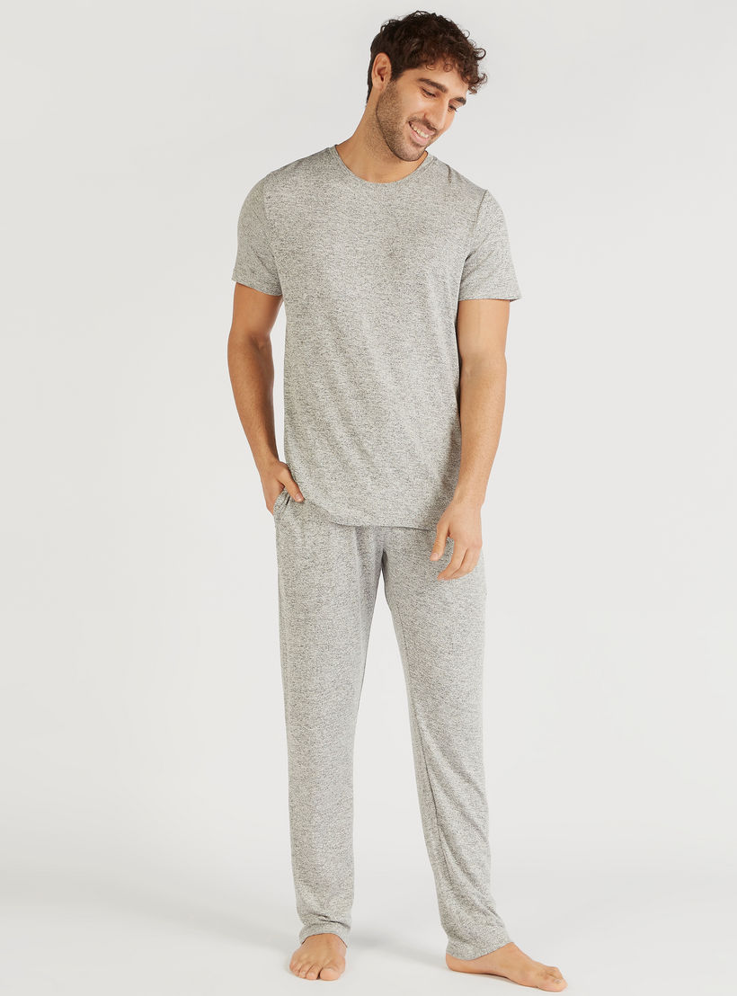 Solid Crew Neck T-shirt and Pyjama Set-men-clothing-nightwear-sets-image-2