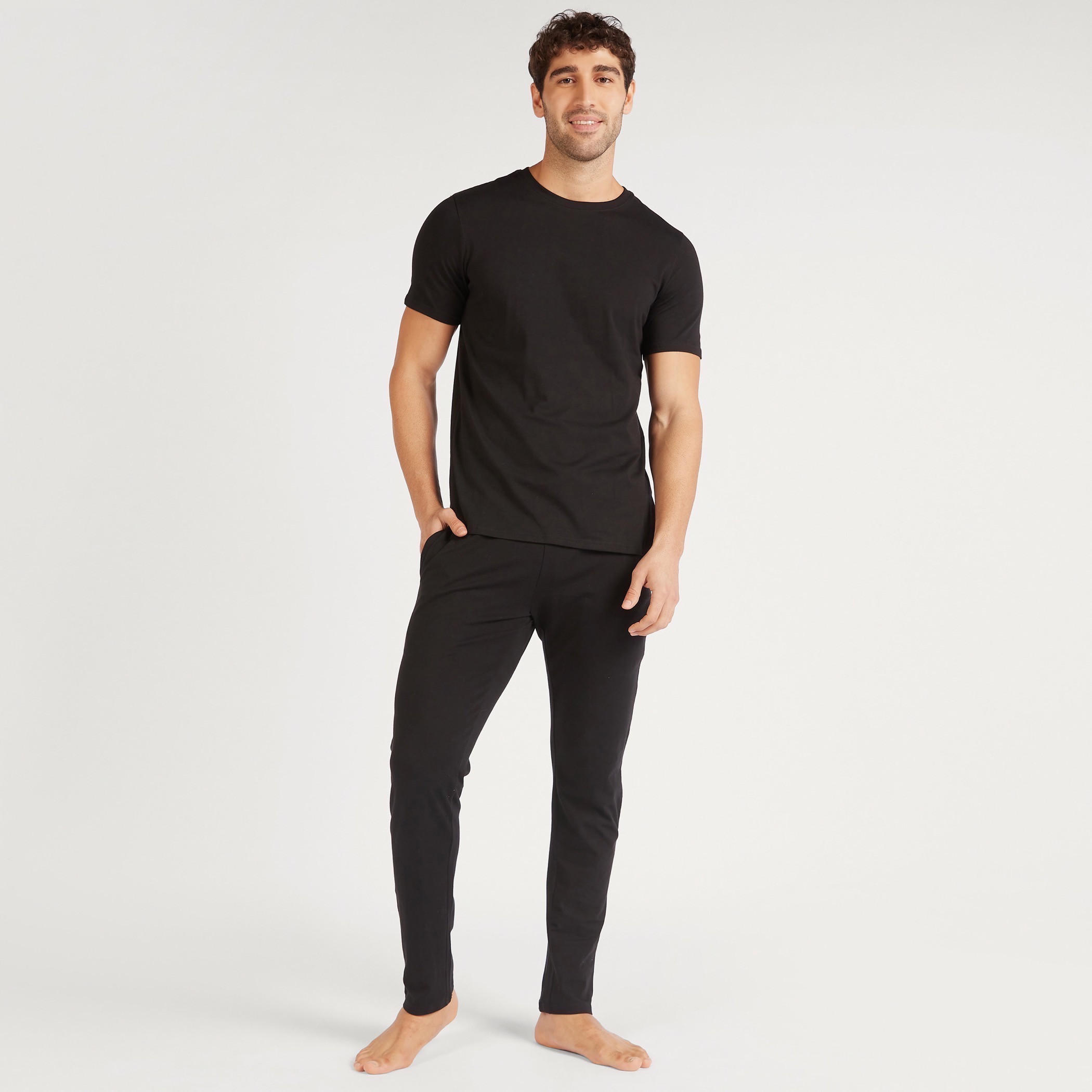 Solid Crew Neck T-shirt and Full Length Pyjama Set-men-clothing-nightwear-sets-image-1