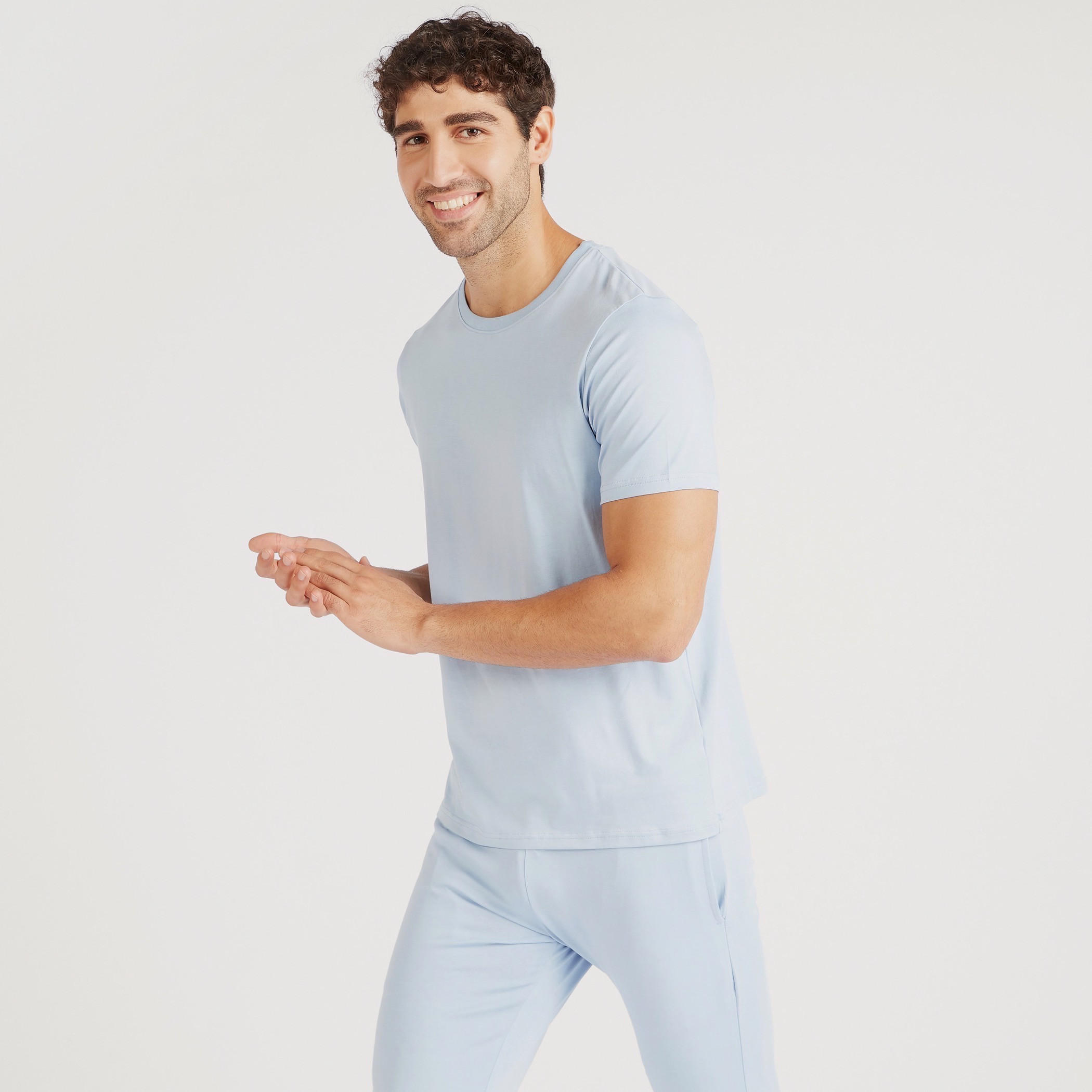 Solid Crew Neck T-shirt and Full Length Pyjama Set-men-clothing-nightwear-sets-image-2