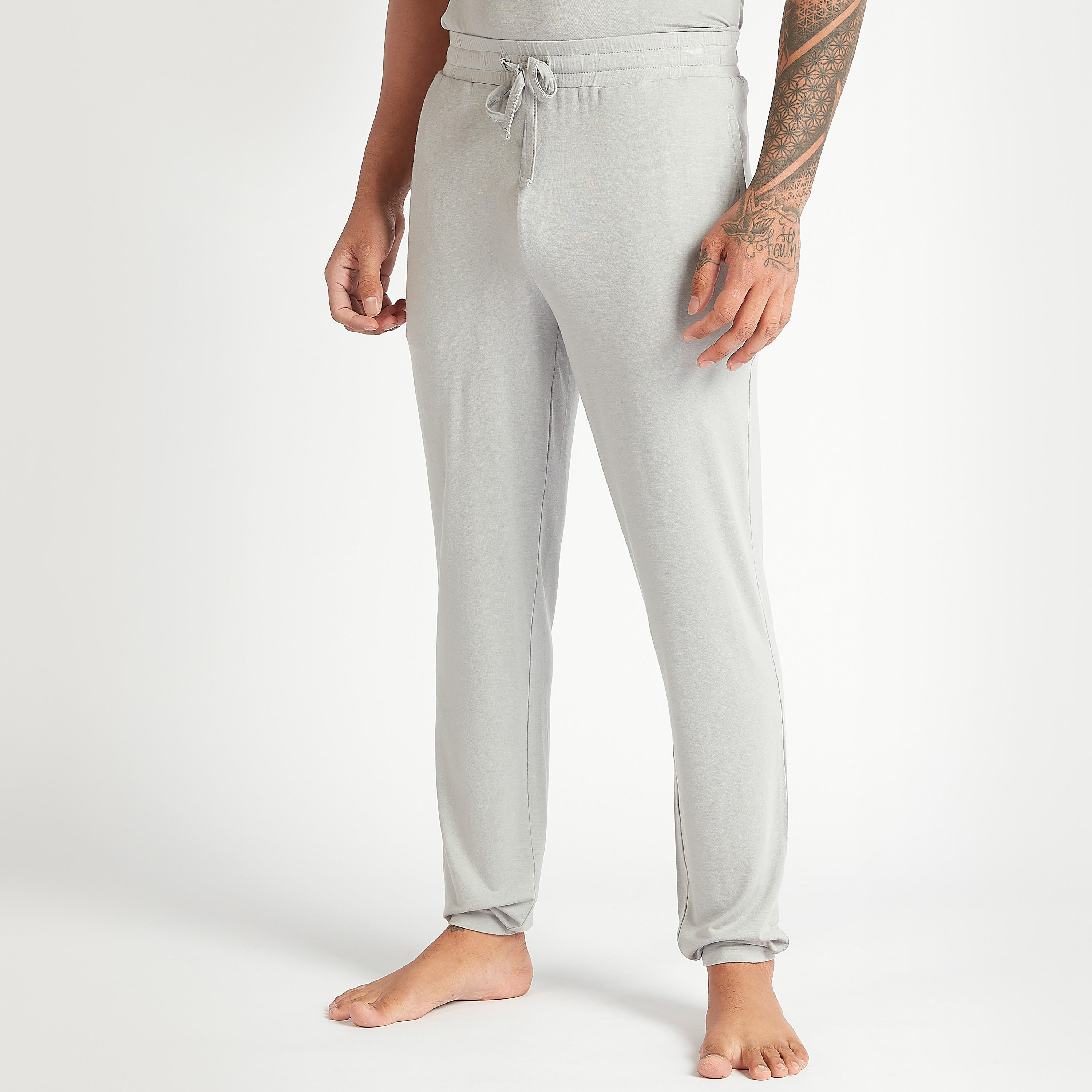 Solid Henley Neck T-shirt and Full Length Pyjama Set-men-clothing-nightwear-sets-image-3