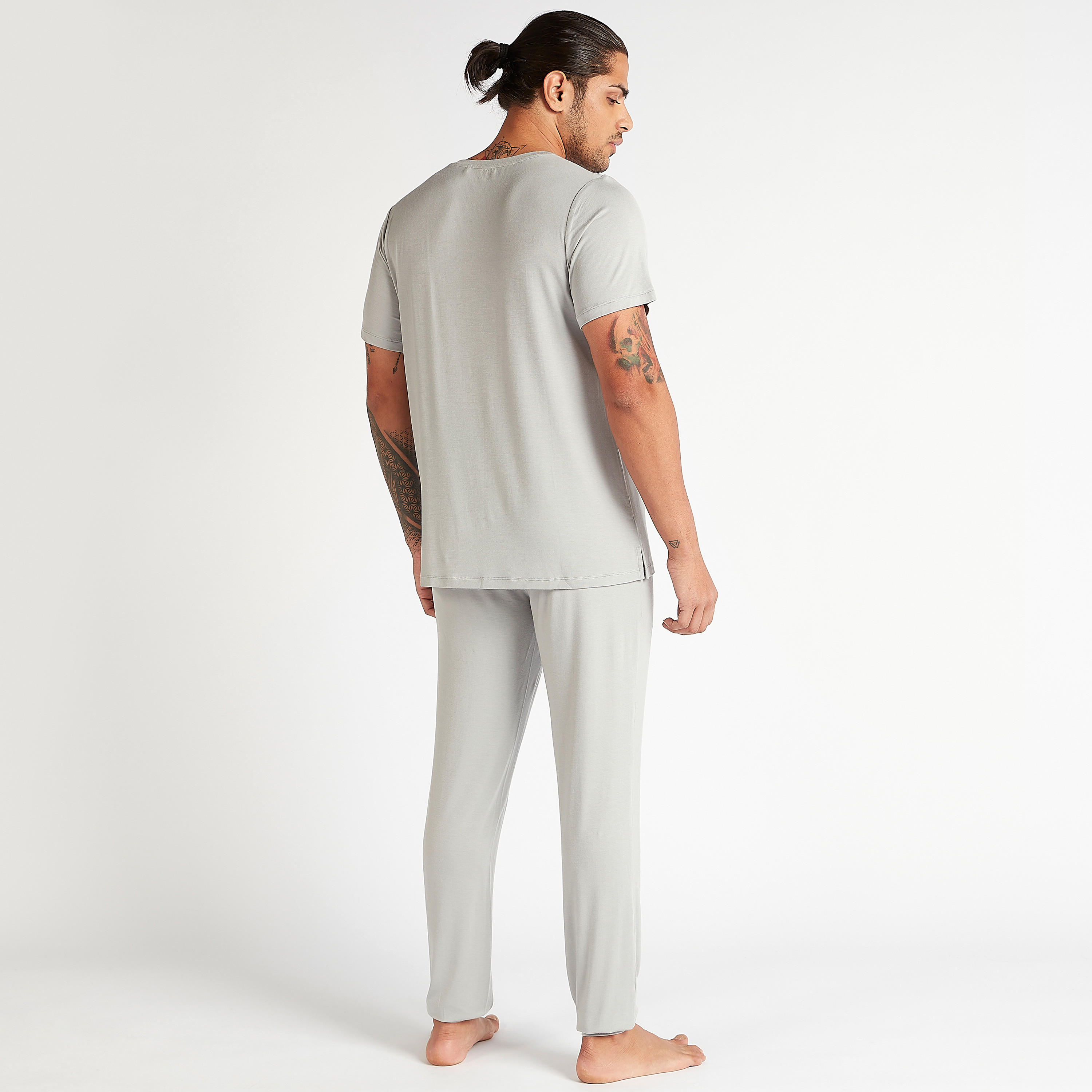 Solid Henley Neck T-shirt and Full Length Pyjama Set-men-clothing-nightwear-sets-image-4
