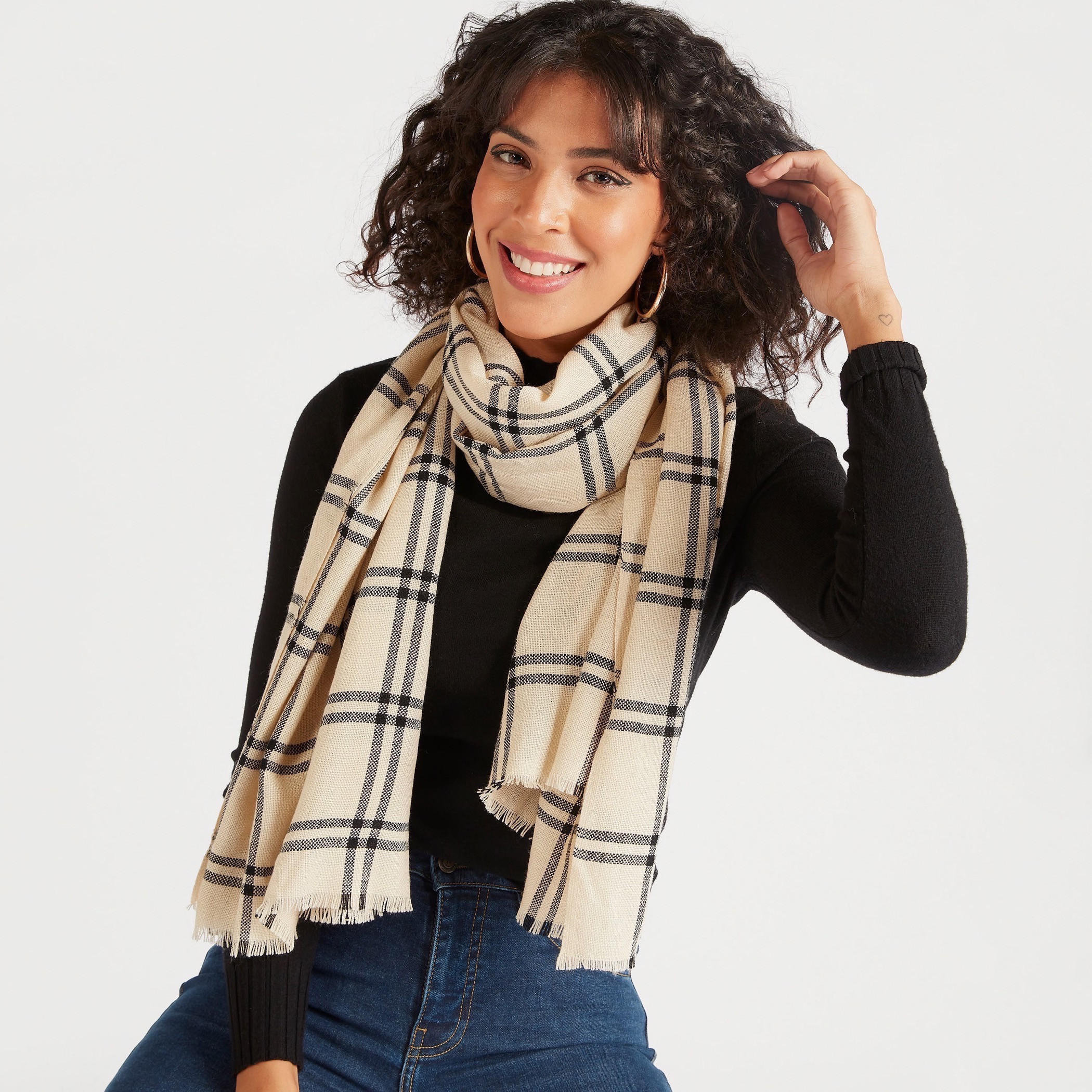 Checked Print Scarf with Fringes-men-scarvesandgloves-image-2