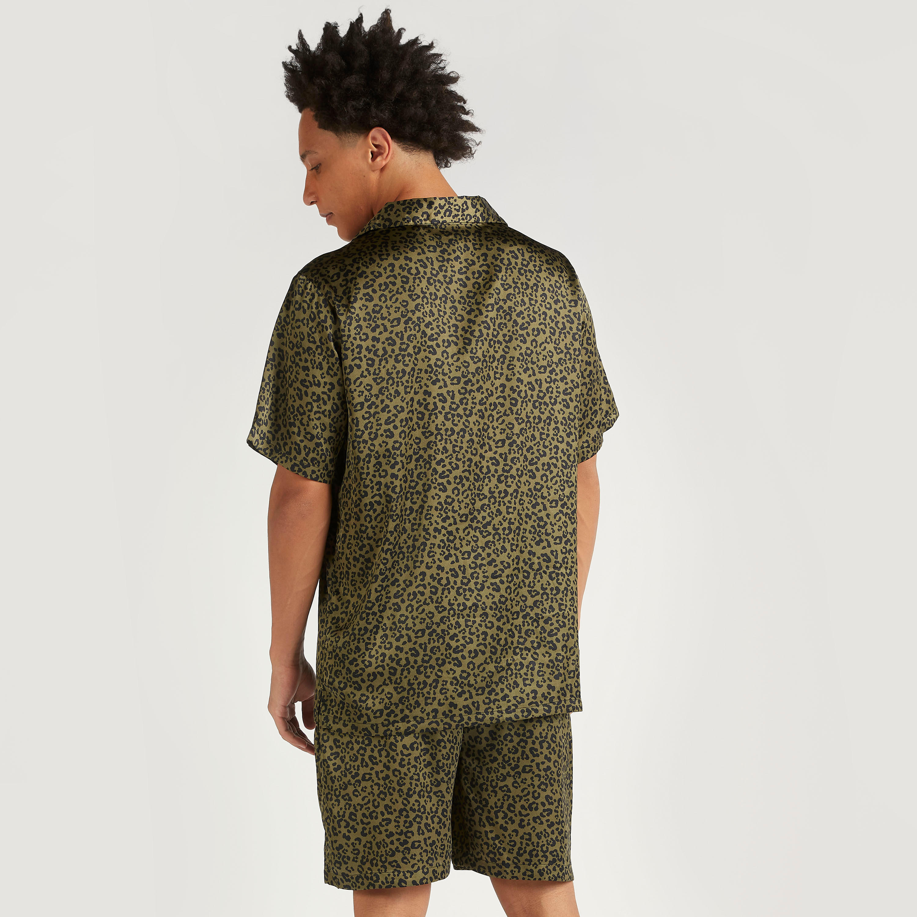 Animal Print Camp Collar Shirt and Shorts Set-men-clothing-nightwear-sets-image-5