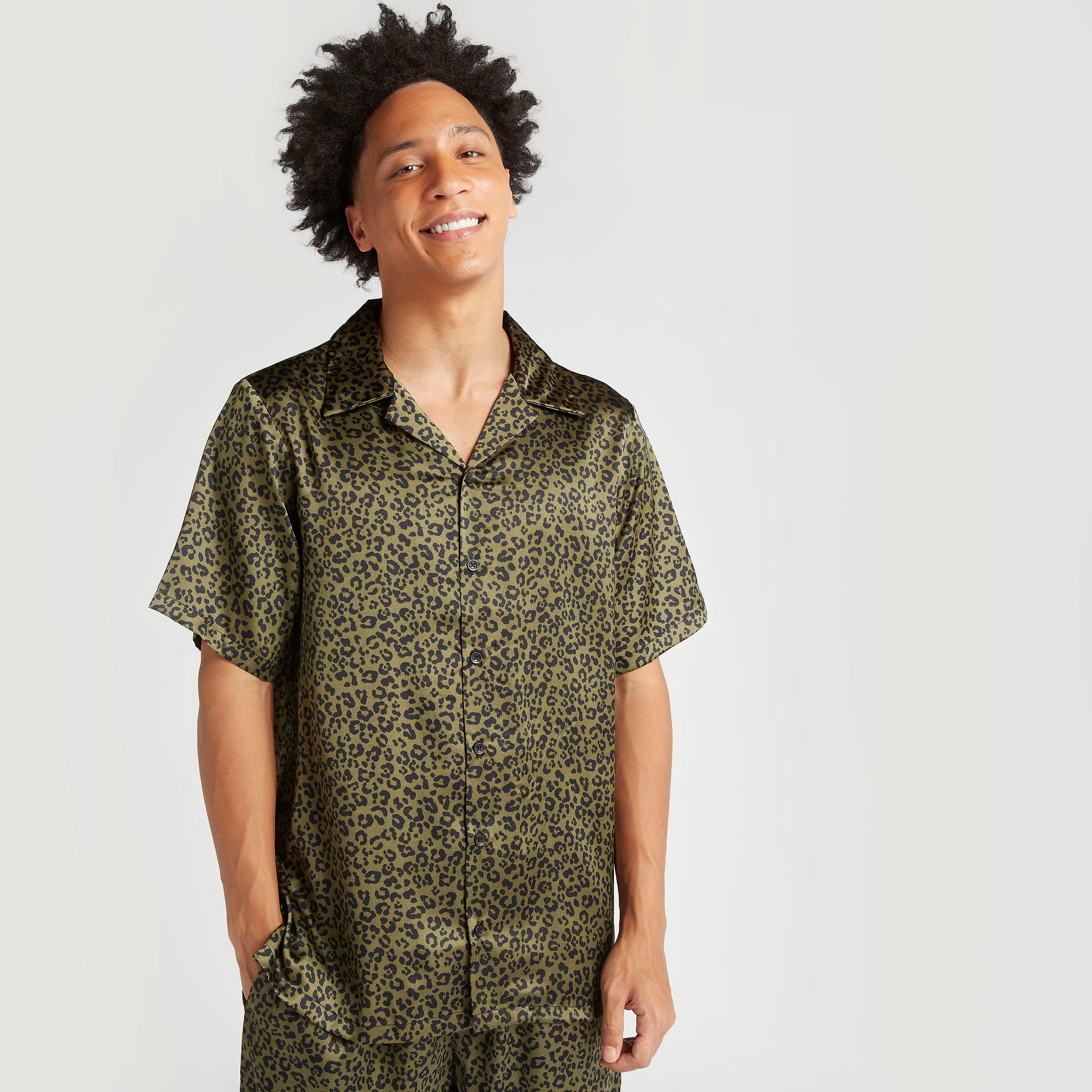 Animal Print Camp Collar Shirt and Shorts Set-men-clothing-nightwear-sets-image-6