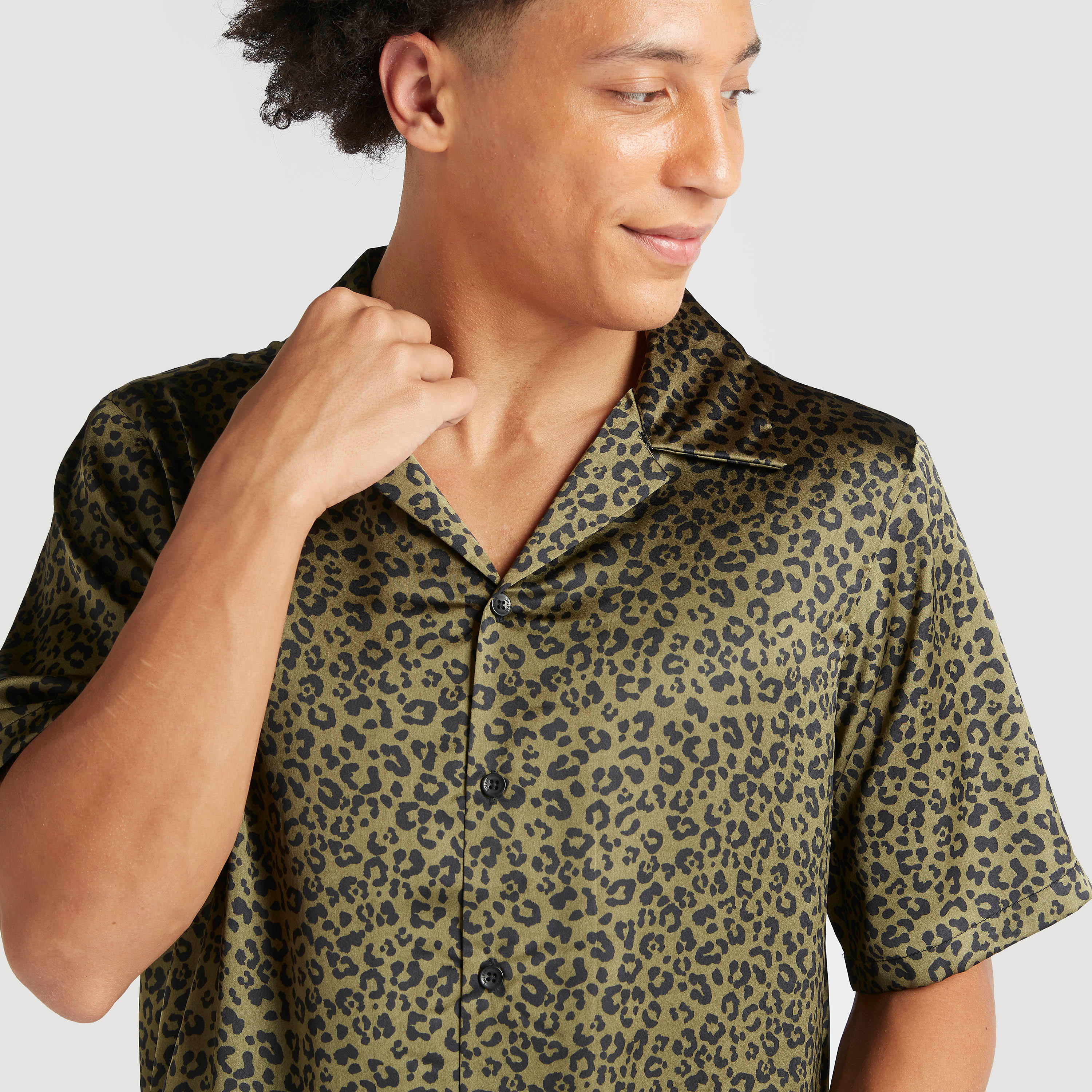 Animal Print Camp Collar Shirt and Shorts Set-men-clothing-nightwear-sets-image-7
