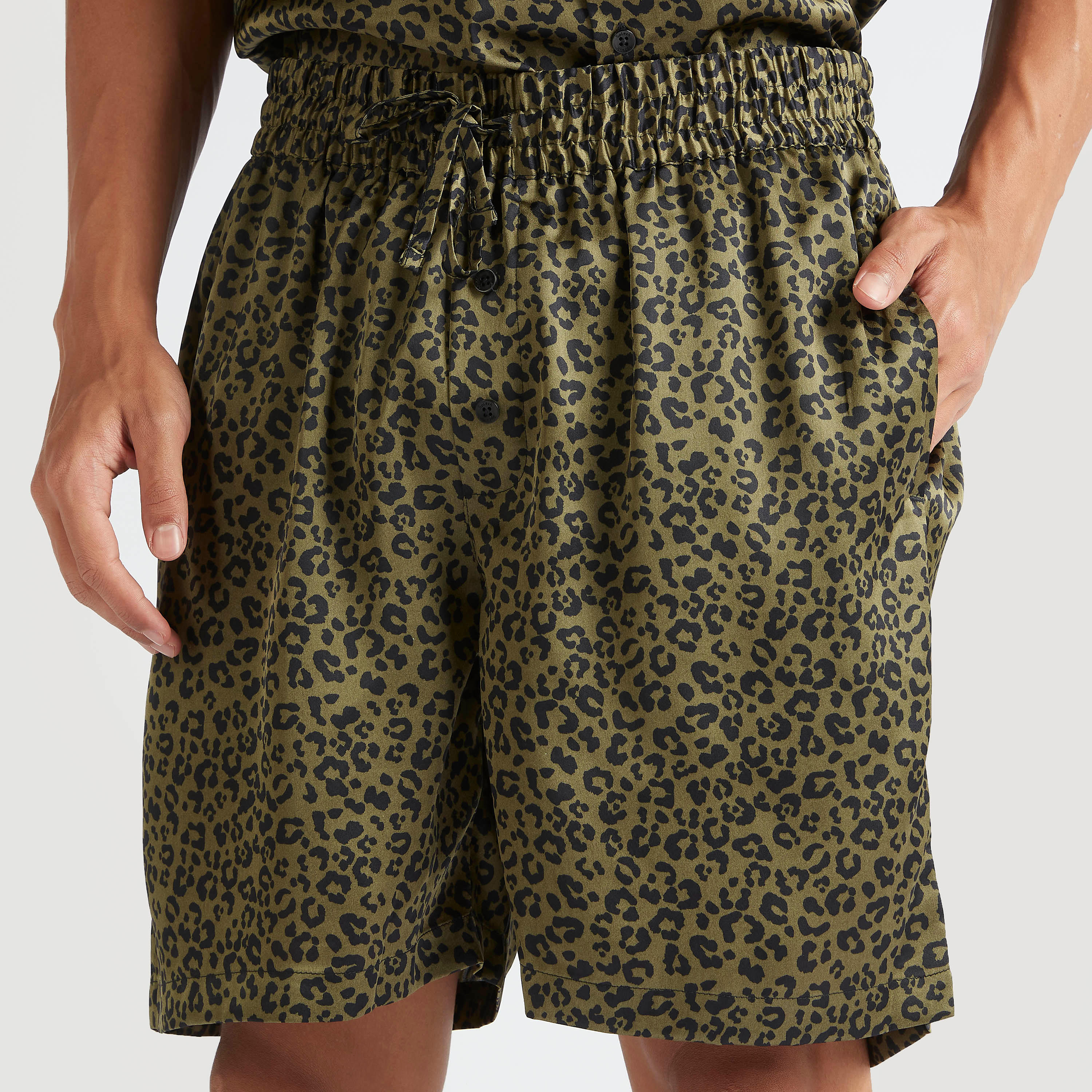 Animal Print Camp Collar Shirt and Shorts Set-men-clothing-nightwear-sets-image-8