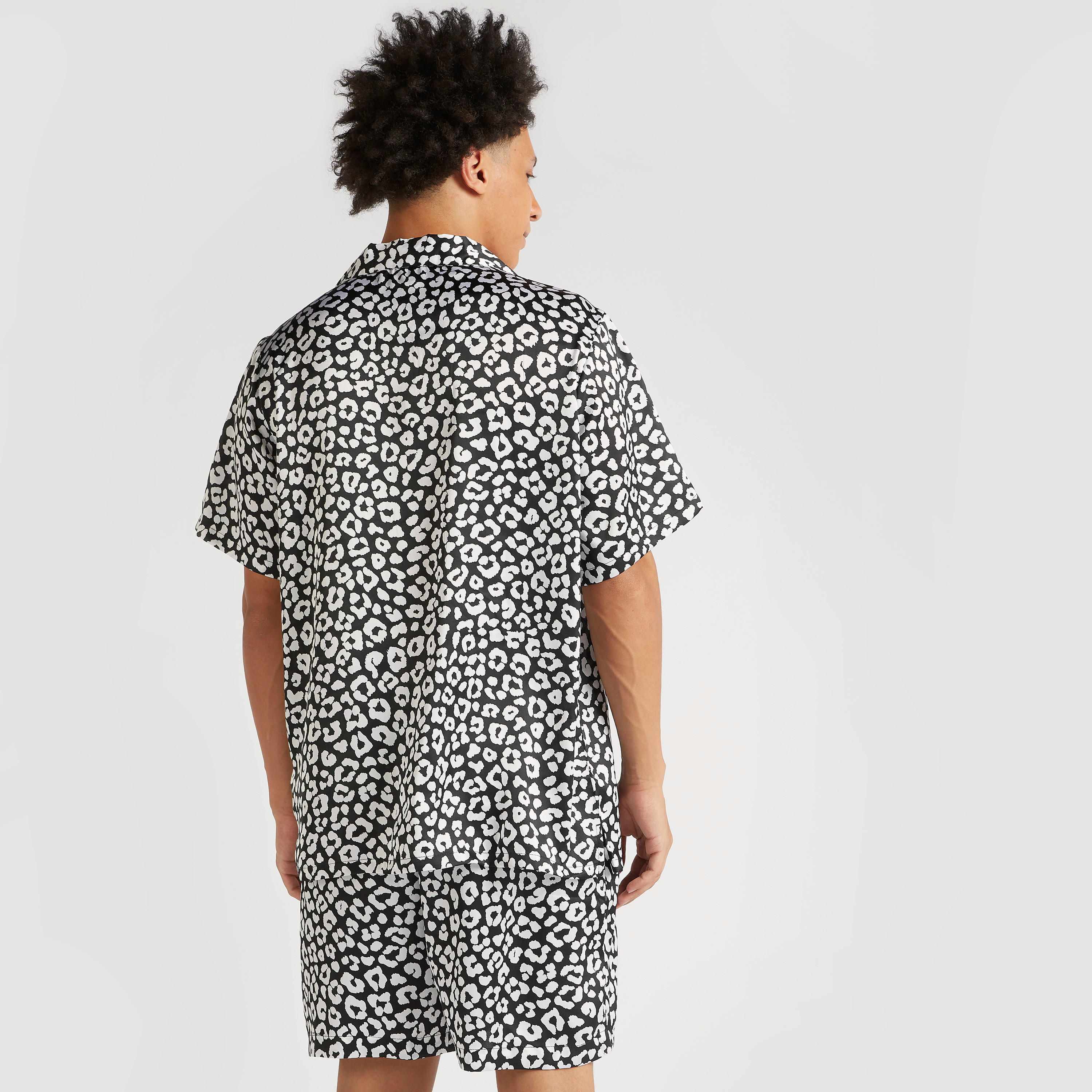Printed Camp Collared Shirt and Shorts Set-men-clothing-nightwear-sets-image-4