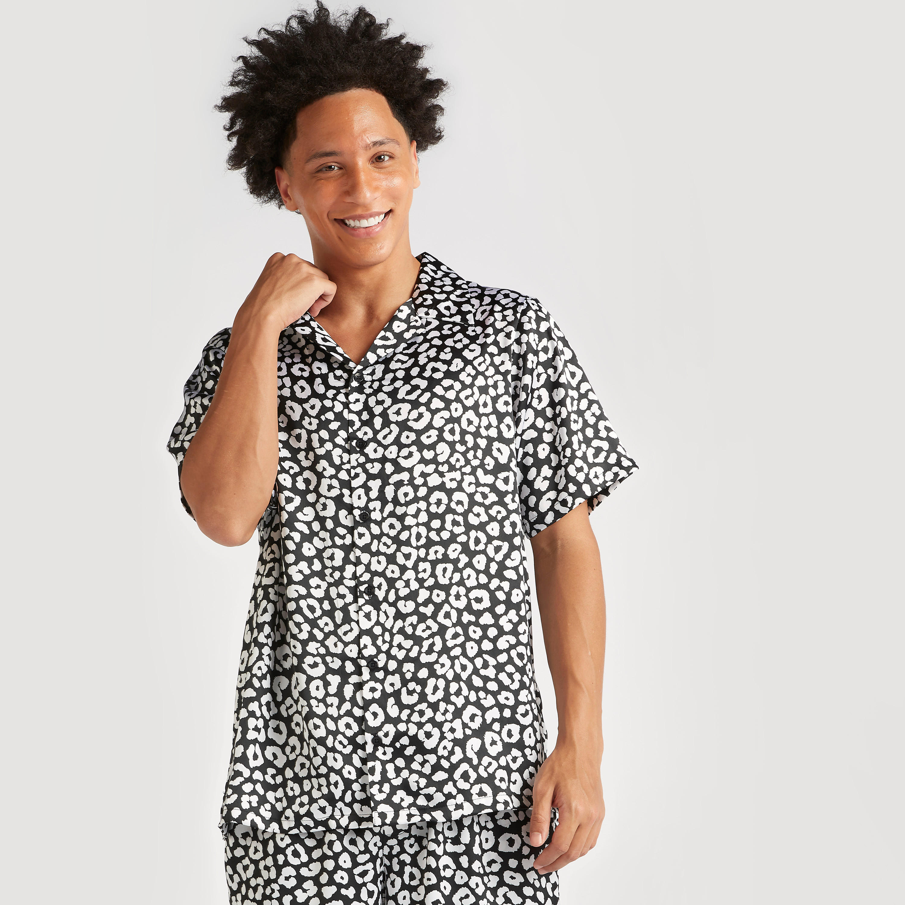 Printed Camp Collared Shirt and Shorts Set-men-clothing-nightwear-sets-image-5