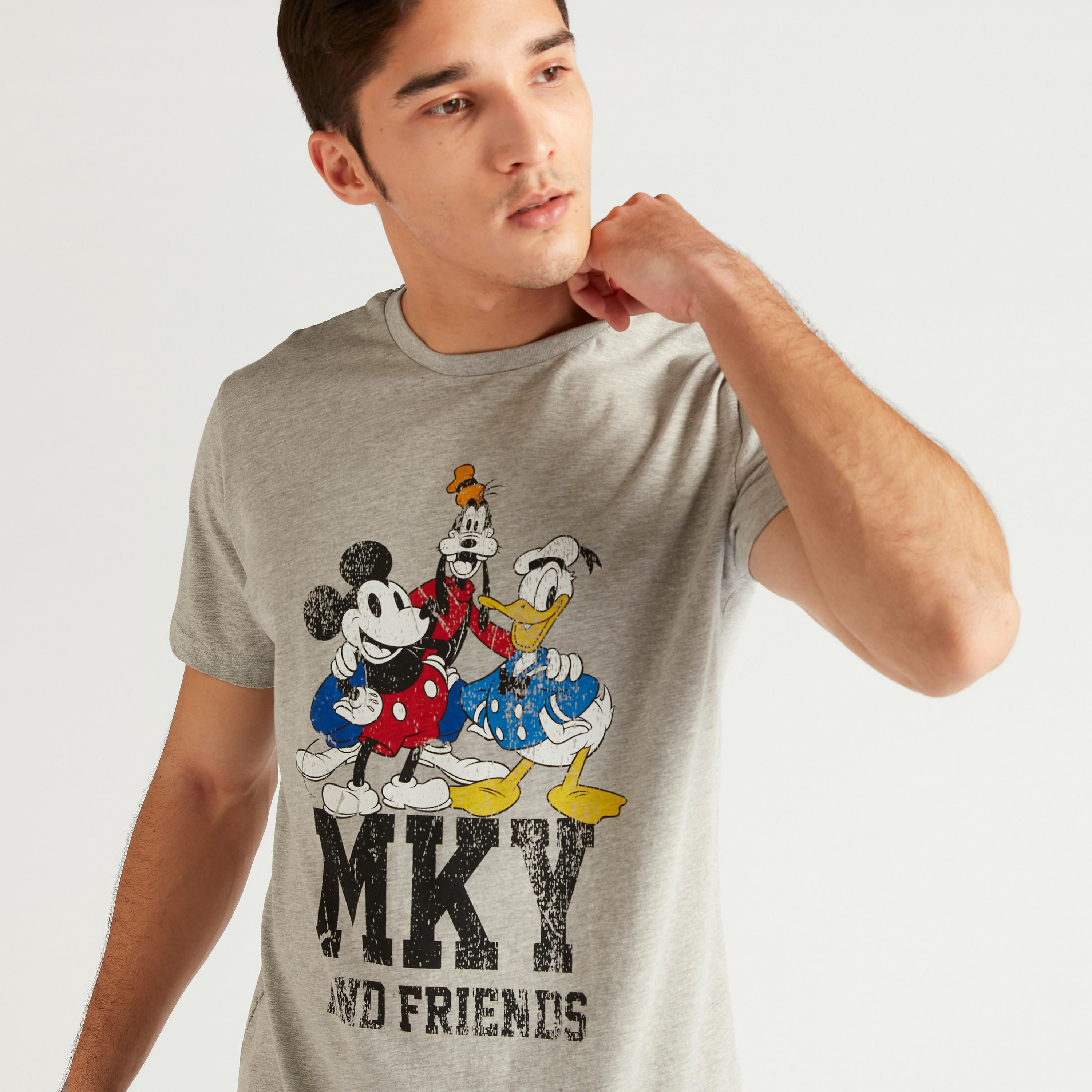 All-Over Mickey Mouse Print Crew Neck T-shirt and Pyjama Set-men-clothing-nightwear-sets-image-3