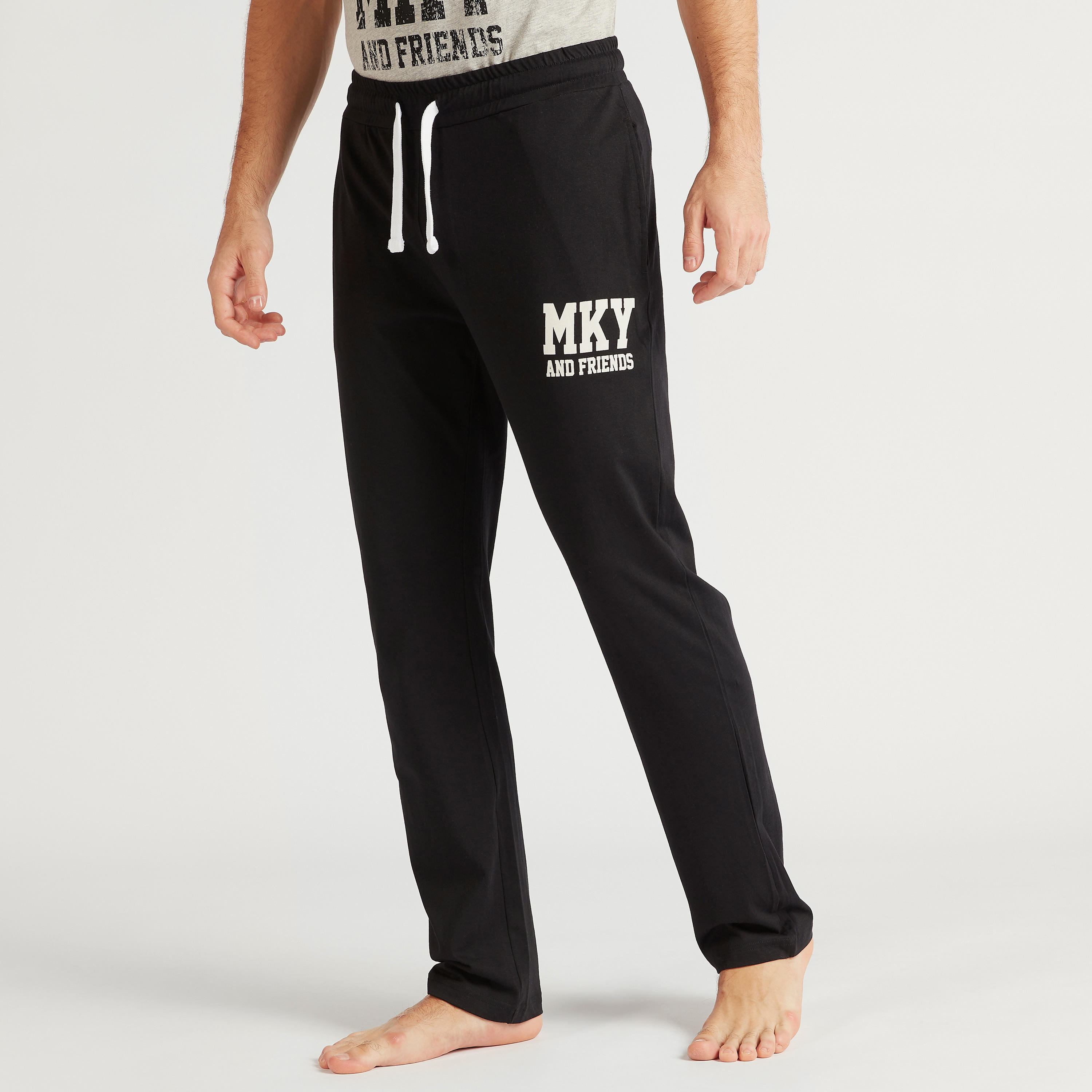 All-Over Mickey Mouse Print Crew Neck T-shirt and Pyjama Set-men-clothing-nightwear-sets-image-5