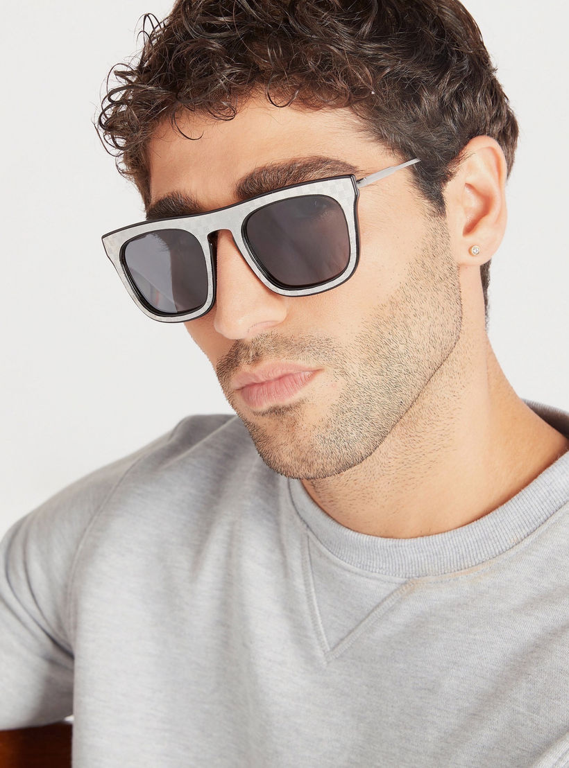 Checked Rim Wayfarer Sunglasses with Nose Pads-men-sunglasses-image-2