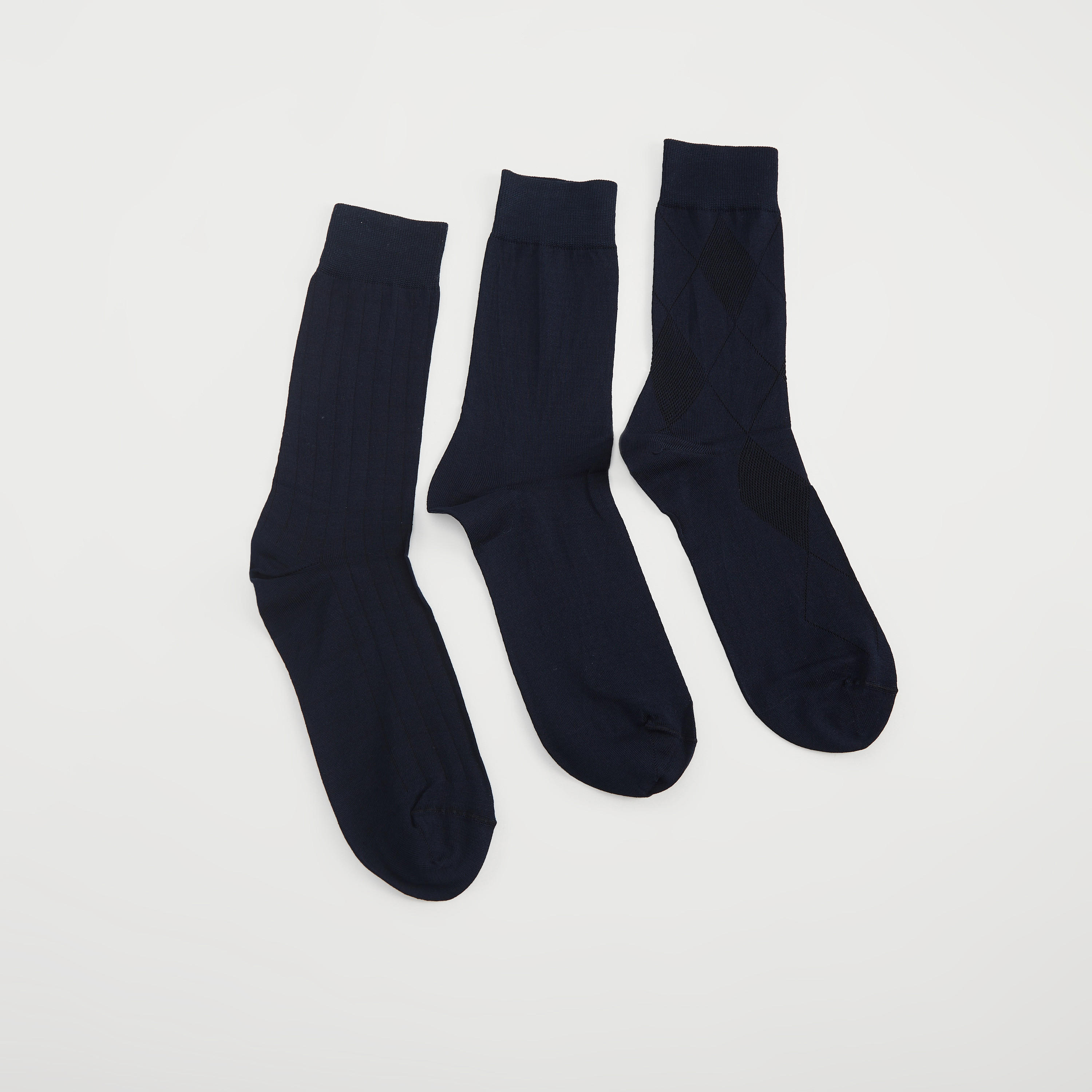 جوارب سادة بطول ربلة الساق - طقم من 3-men-socks-image-4