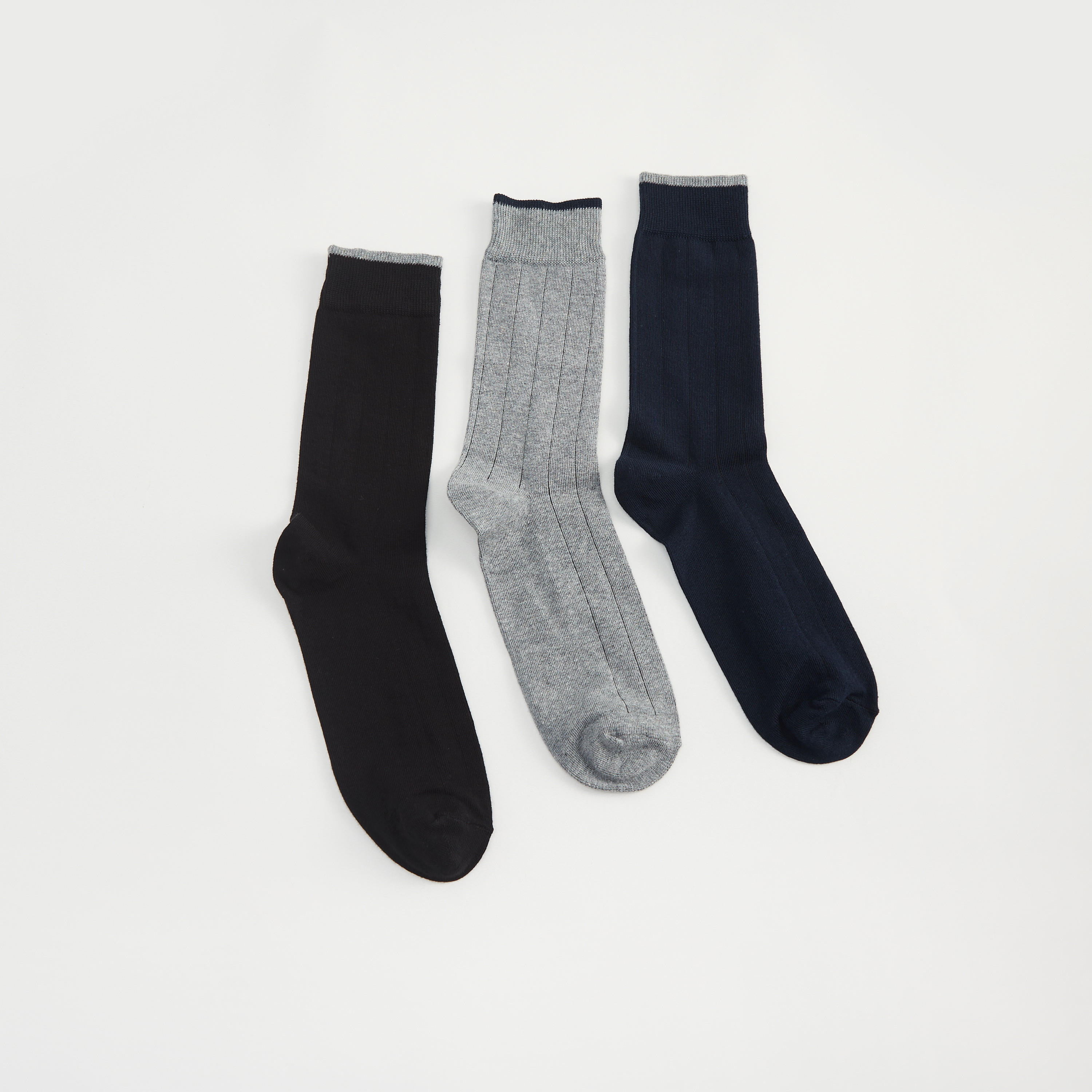 Set of 3 - Solid Calf Length Socks-men-socks-image-1