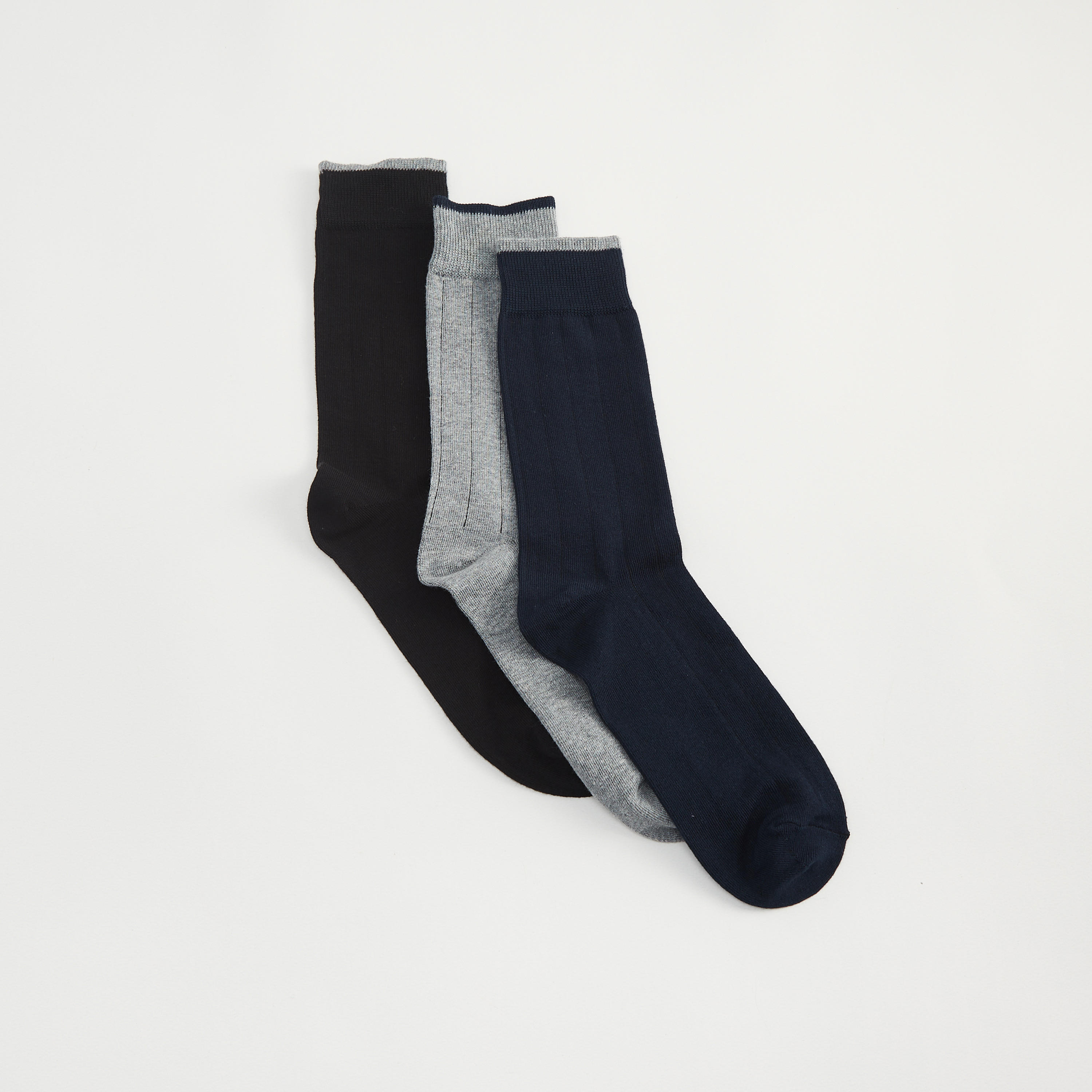 Set of 3 - Solid Calf Length Socks-men-socks-image-2