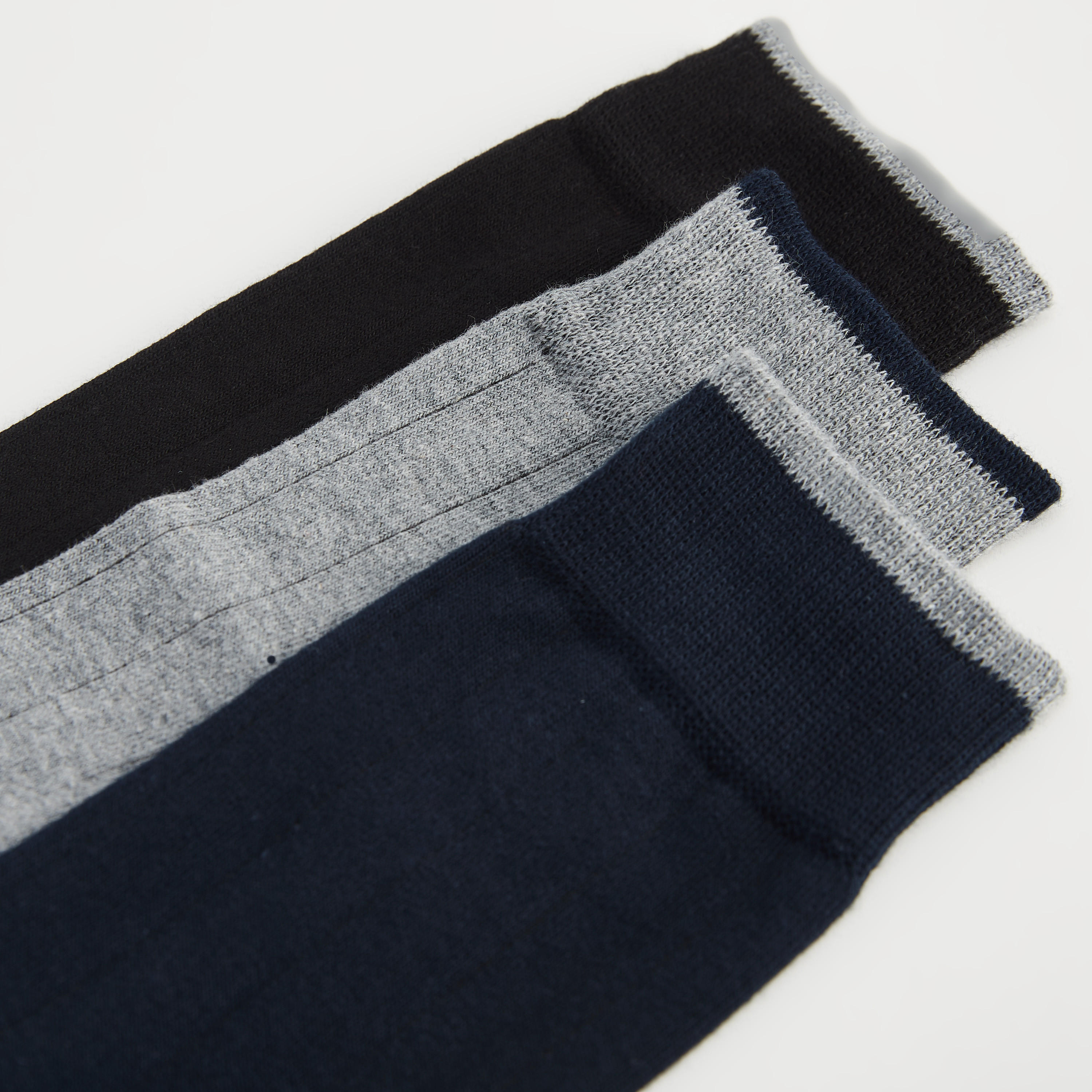 Set of 3 - Solid Calf Length Socks-men-socks-image-3