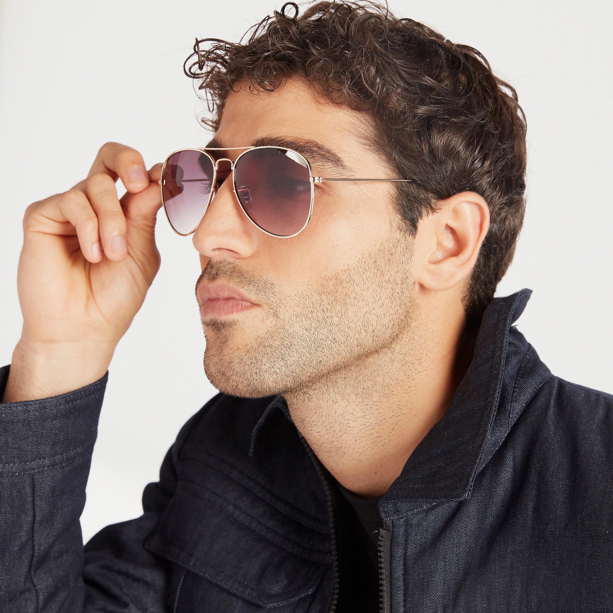 نظارة شمسية أفياتور بعدسات ملونة وإطار كامل ووسادات أنف-men-sunglasses-image-2