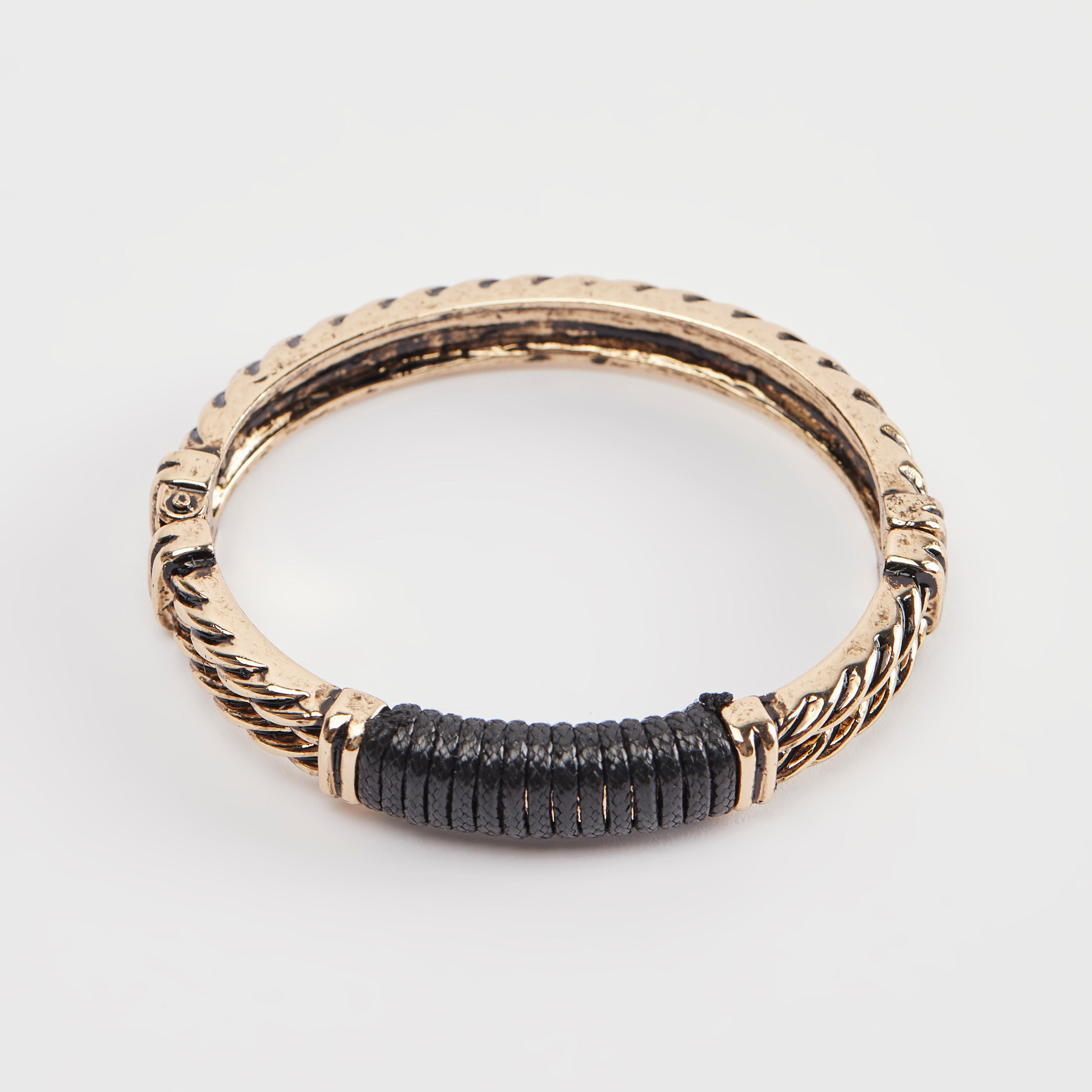 Metallic Bracelet with Cord Detail-men-watchesandjewellery-bracelets-image-1