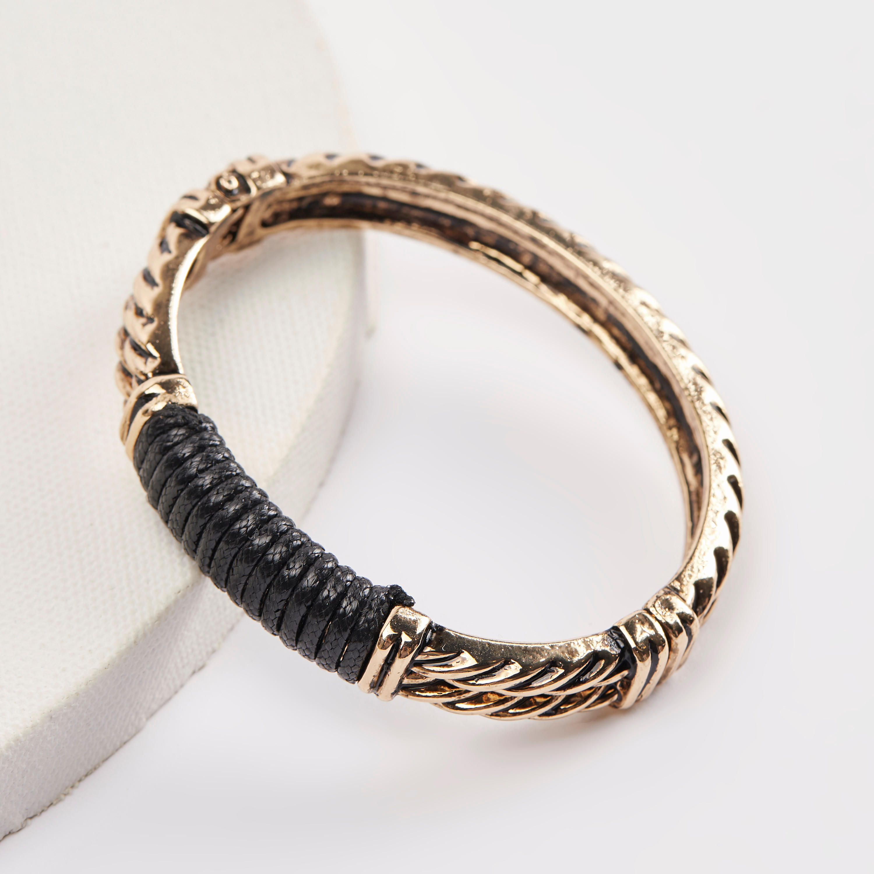 Metallic Bracelet with Cord Detail-men-watchesandjewellery-bracelets-image-2