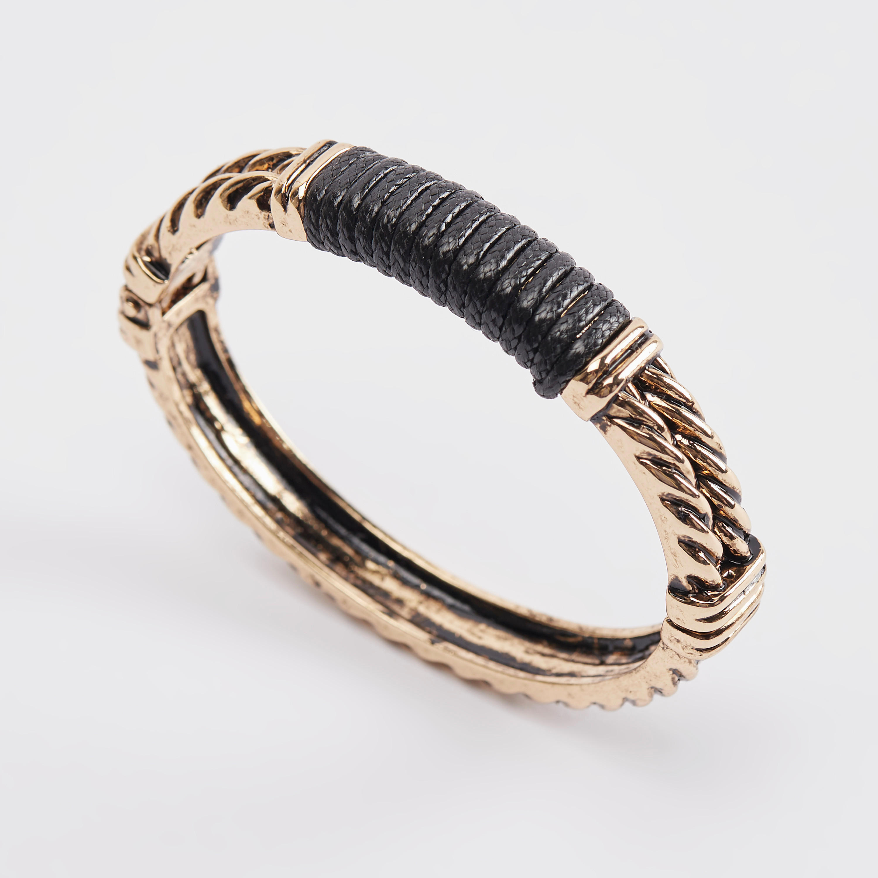 Metallic Bracelet with Cord Detail-men-watchesandjewellery-bracelets-image-3