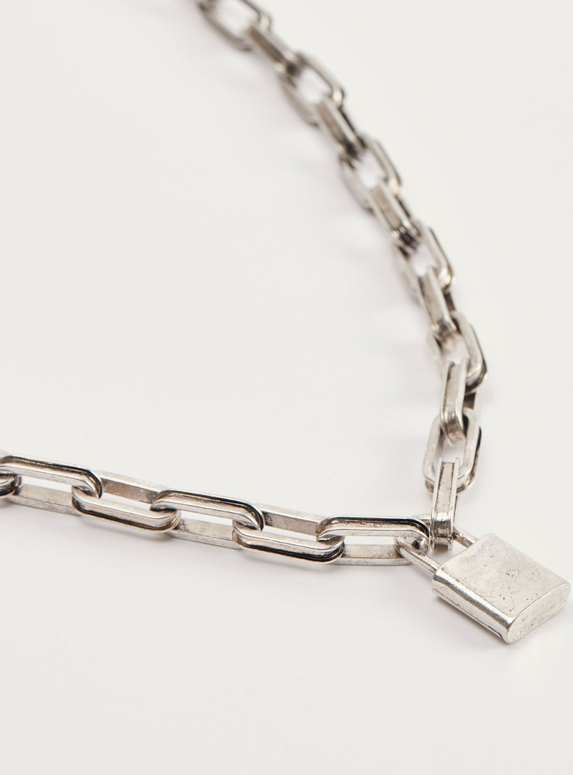 Chunky Chain Necklace with Pendant and Lobster Clasp Closure-men-watchesandjewellery-necklacesandpendants-image-1